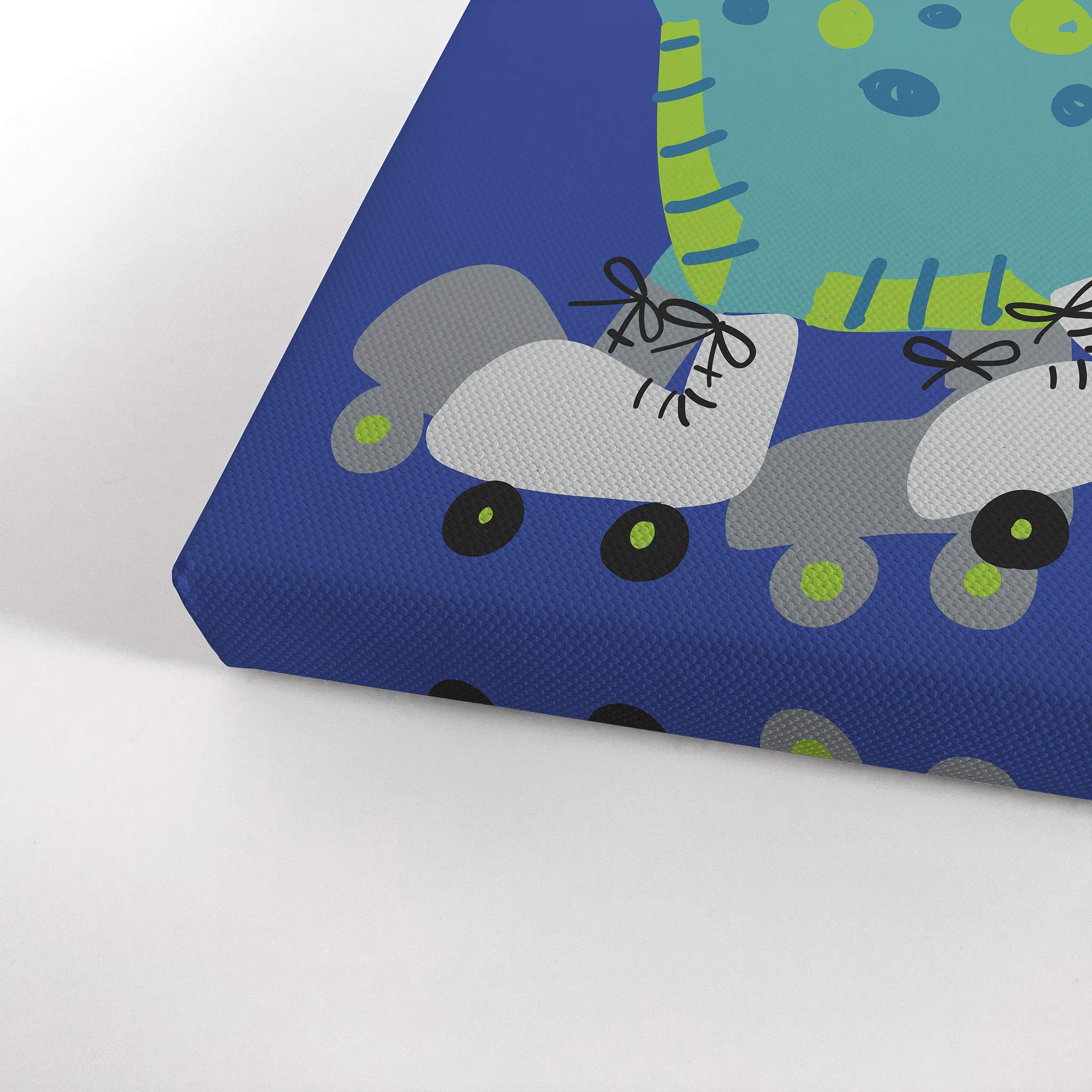 Cute Dinosaur Hello Wall Art Canvas Print - Blue Background Nursery Decor for Boys Room, Baby Room & Kids Bedroom - Ready to Hang 40x30 Inches - Made in USA | Perfect for Children's Playroom, Daycare Center & Birthday Gift