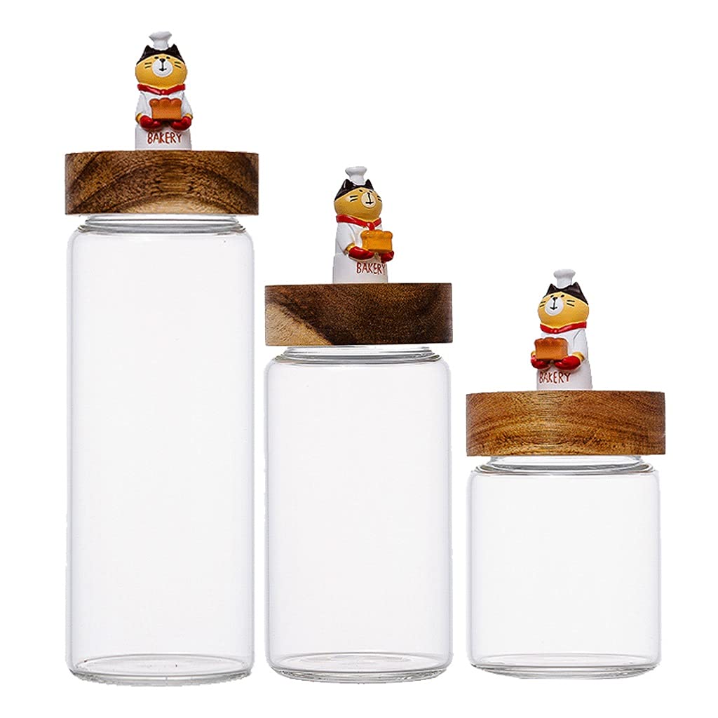 YXDO Clear Glass Food Storage Containers with Airtight Seal - 4-Piece Set with Acacia Wood Lids - Perfect for Coffee, Tea, Sugar, Flour & Pantry Organization - Ideal for Kitchen, Pantry & Countertop Storage