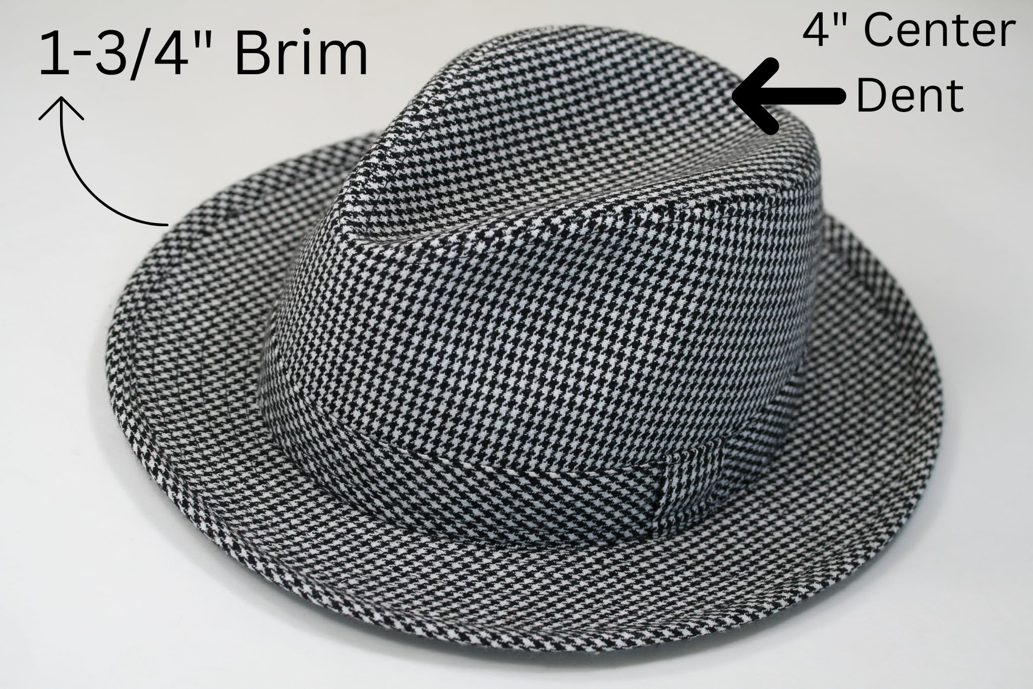 Bear Bryant Houndstooth Fedora Hat - Black & White Checkered for Vintage Style