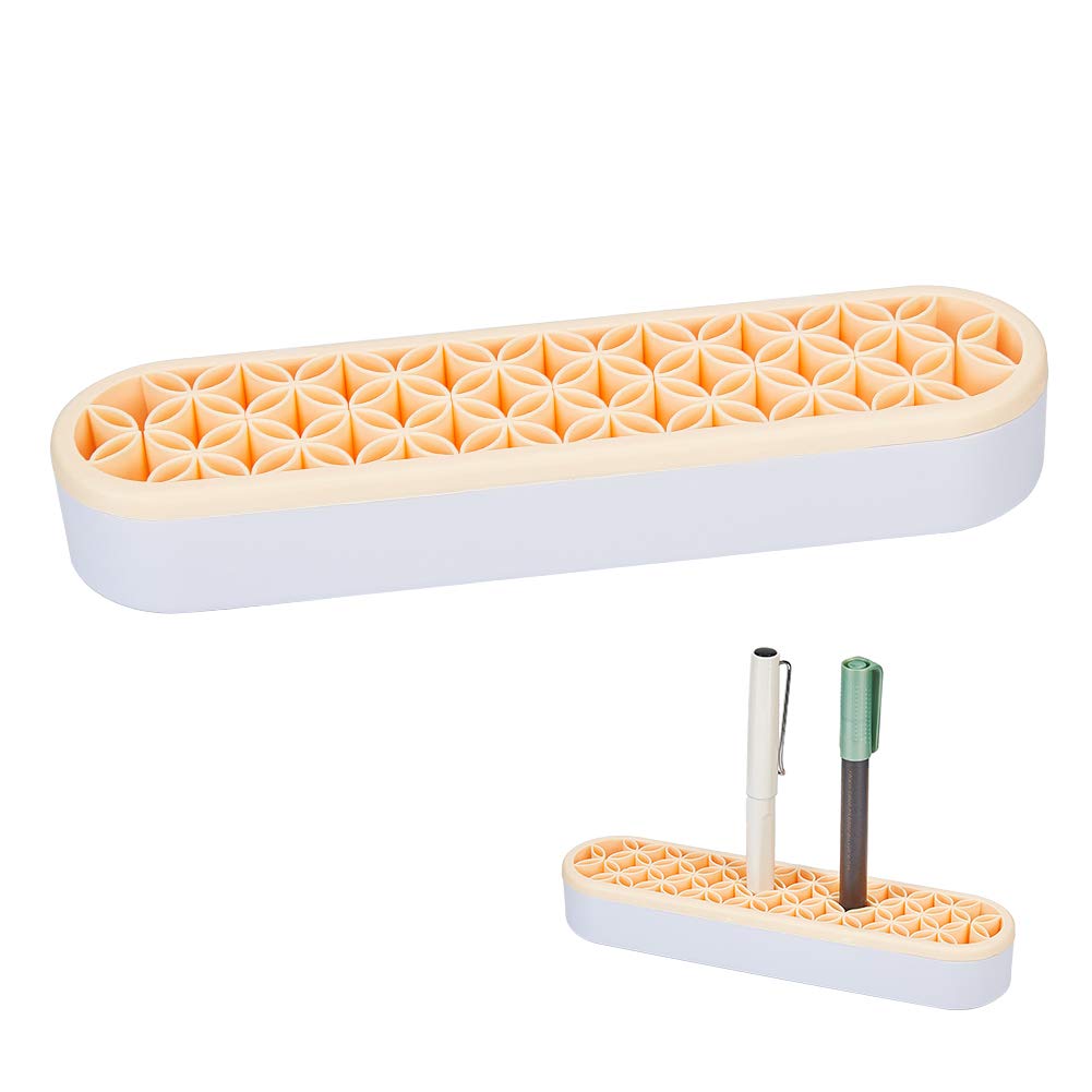 GORGECRAFT Silicone Makeup Brush Holder - Multipurpose Organizer for Cosmetics, Sewing & Craft Tools - Compact Storage Box for Vanity, Travel & Home Use (Yellow)