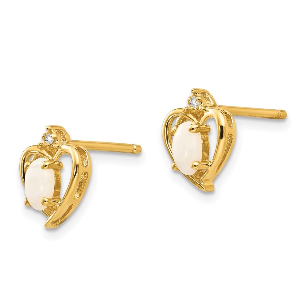 14K Yellow Gold Diamond and Opal Earrings for Women - Elegant Fine Jewelry Gift for Her - Perfect for Anniversaries, Birthdays & Special Occasions