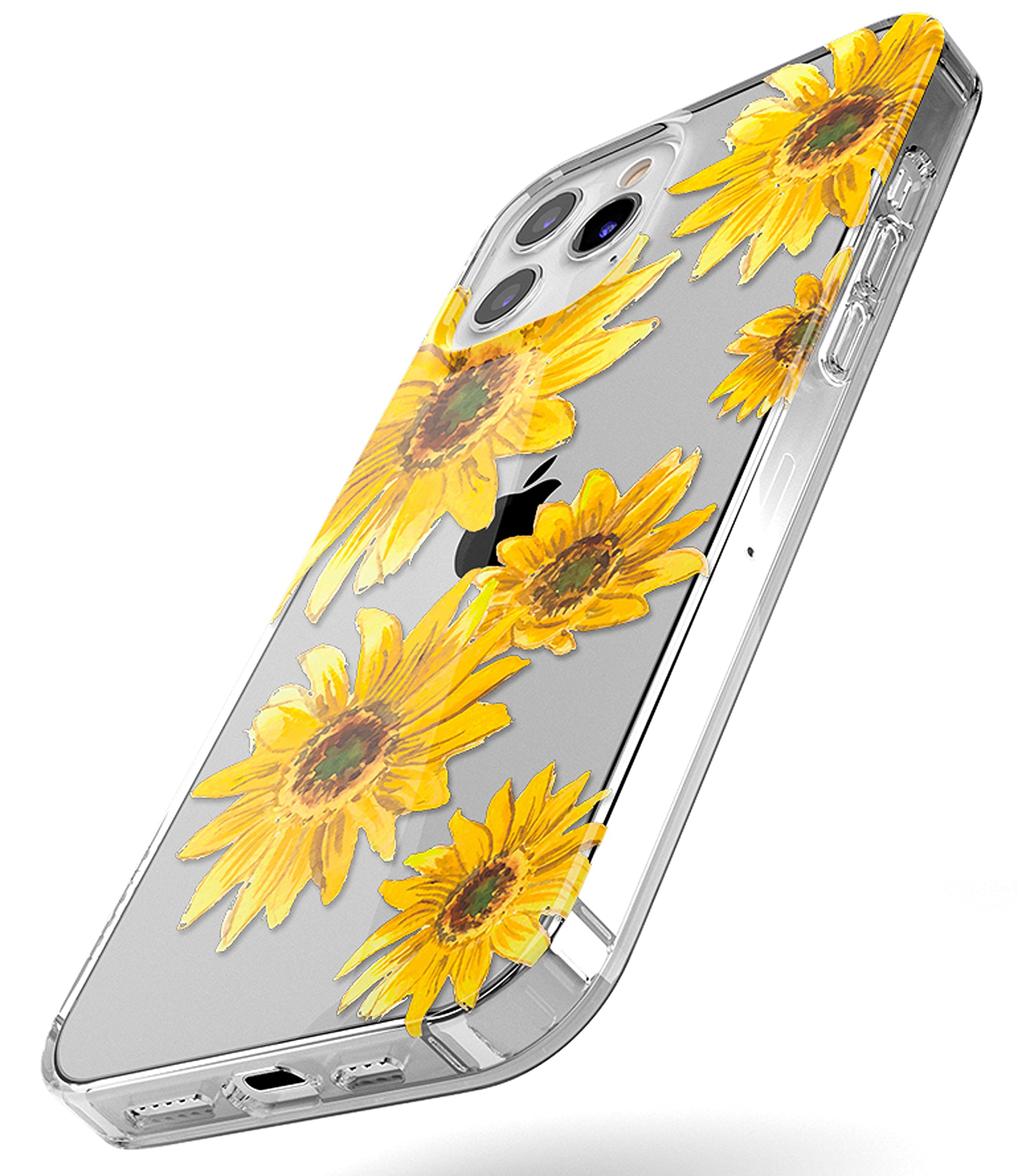 Casely iPhone 12/12 Pro Case - Golden Garden Yellow Sunflower Floral Design | Ultra Slim Protective Cover | Perfect for Everyday Use & Outdoor Activities