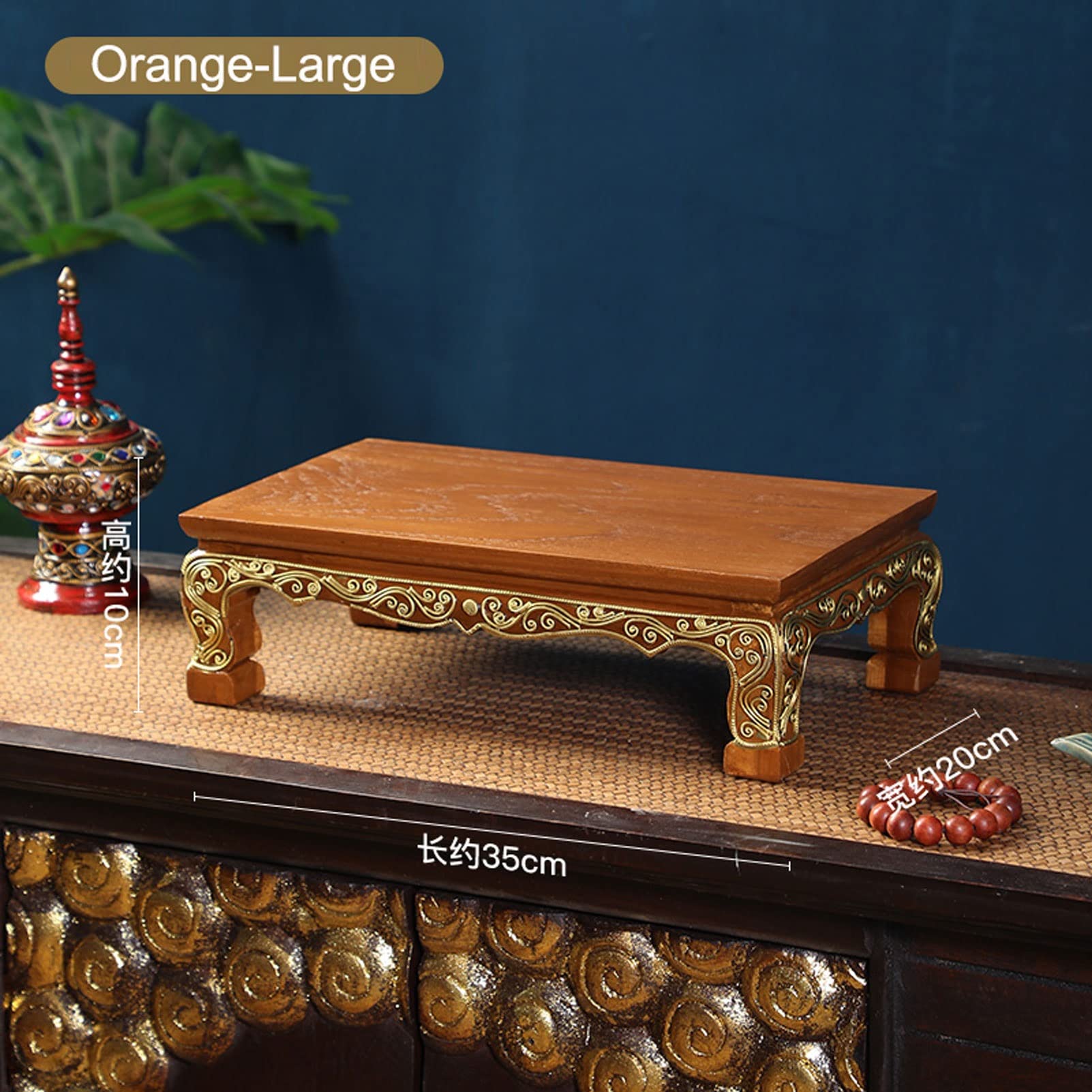 Handcrafted Thai Puja Meditation Table - European Style Carved Wooden Altar for Worship, Statues & Idols | Perfect for Home Shrines, Yoga Studios & Spiritual Spaces