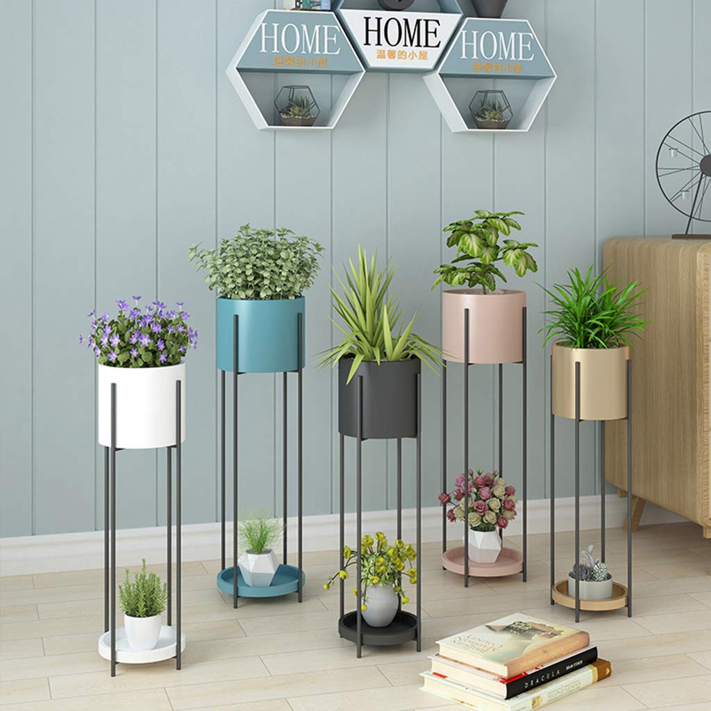 Creative Iron Art Flower Stand - 80CM Blue Indoor Floor Plant Holder for Living Room, Balcony, Garden | Perfect for Green Radish, Potted Plants & Home Decor