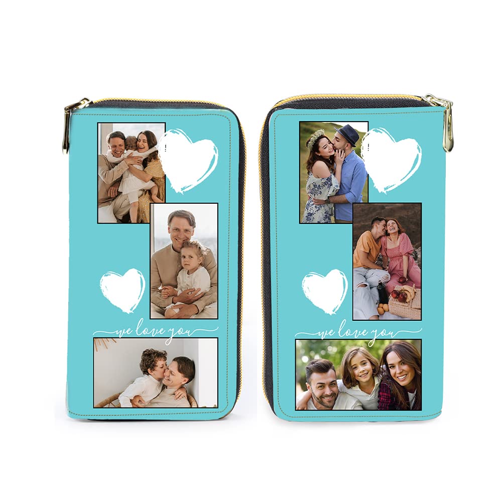 Personalized Leather Wallets for Women - Custom Photo & Engraved Name Zipper Wallet - RFID Blocking Credit Card Holder Clutch - Perfect Valentine's Day Gift for Mom, Wife, Girlfriend (Style 1) - Great for Travel, Shopping & Everyday Use