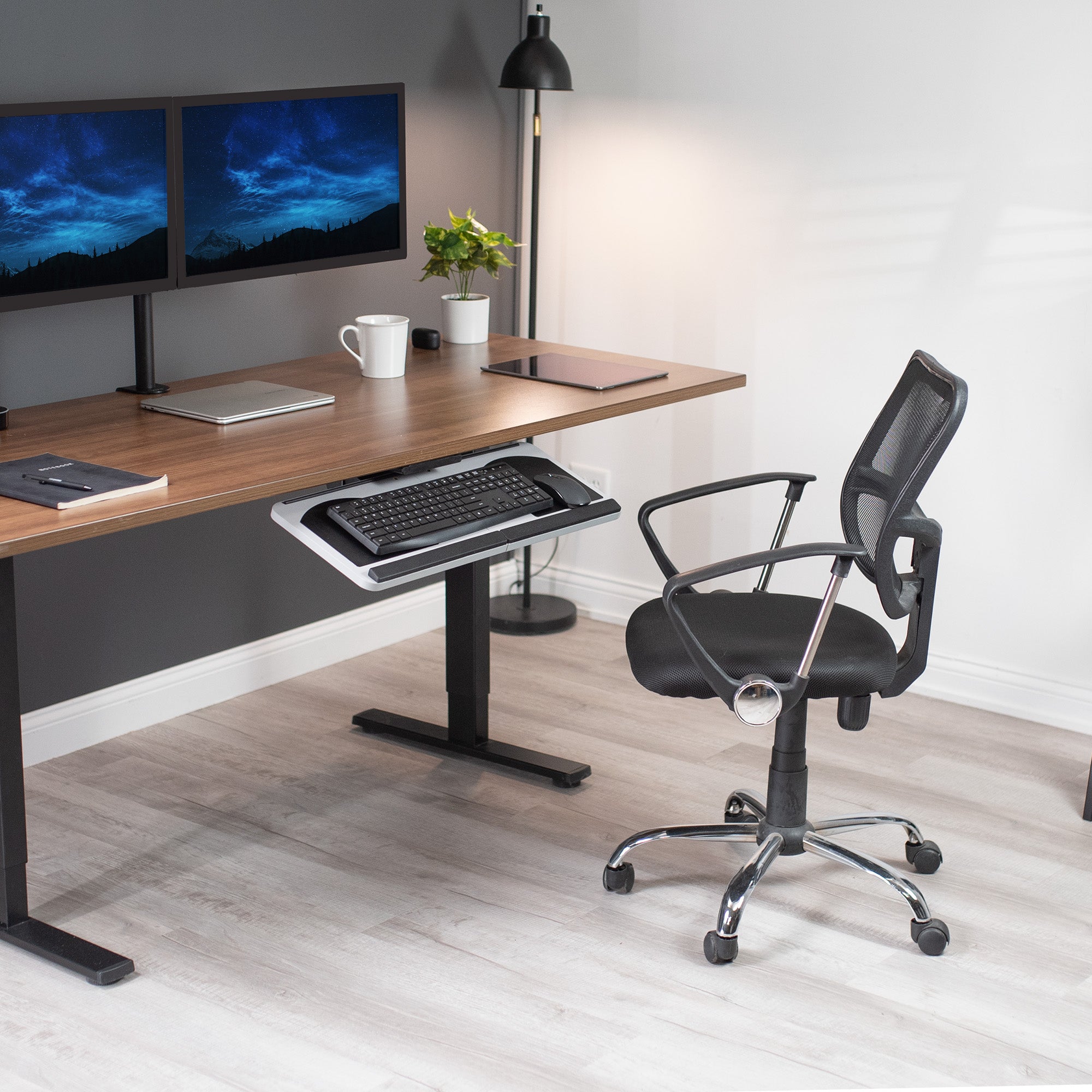 Ergonomic Silver Under Desk Keyboard Tray - Adjustable Slide-Out Computer Keyboard Drawer for Office & Home Workspace - Improves Posture & Comfort for Typing and Gaming