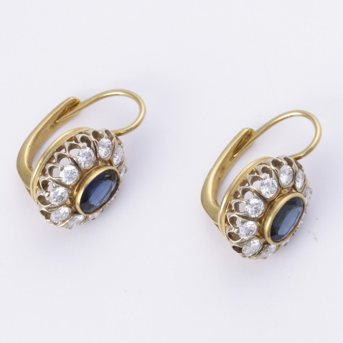 14K Yellow & White Gold Sapphire and Diamond Earrings - 2.13ctw Sapphire, 1.31ctw Diamond Studs | Elegant Jewelry for Women, Perfect Gift for Anniversary, Birthday & Special Occasions