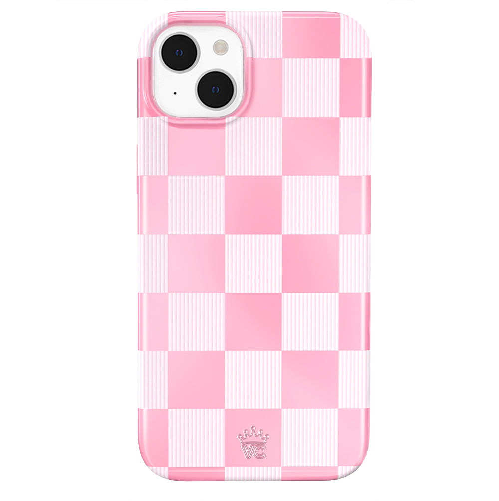 Trendy Pink Vibe Checkered Pattern iPhone Case - Cute Protective Cover for iPhone 13/14/15 Pro Max - Perfect for School, Work & Everyday Use