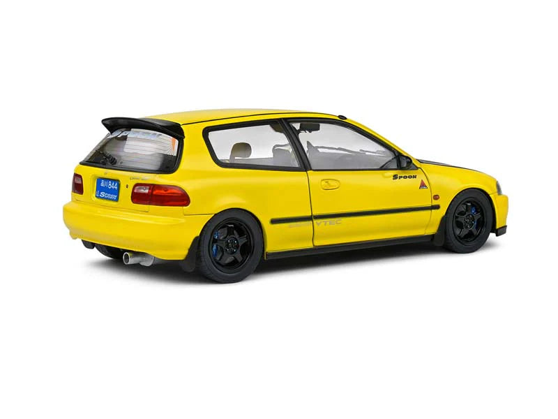 1:18 Scale Solido Honda Civic EG6 Spoon Sports Model Car - Yellow Diecast Collectible for Car Enthusiasts & Display Decor