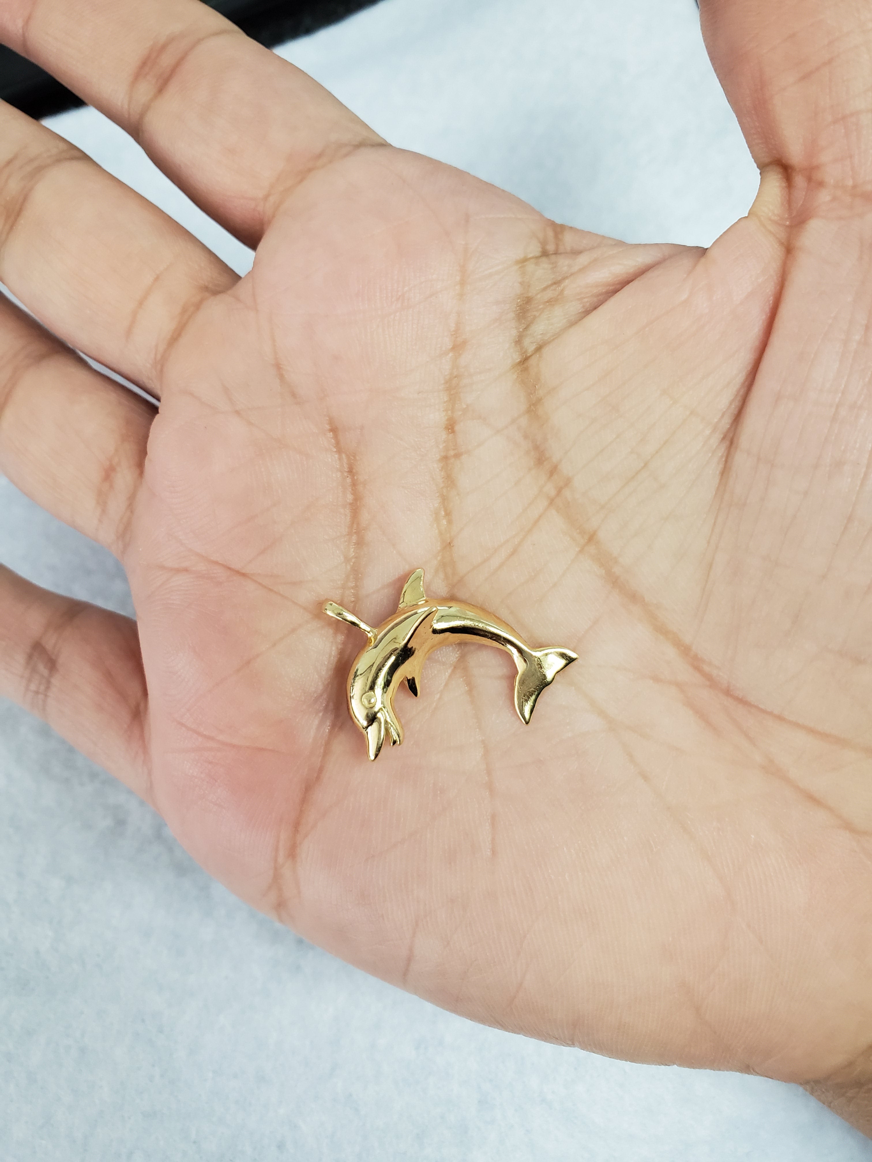 14K Yellow Gold Polished Dolphin Charm Pendant - Elegant Jewelry Gift for Beach Lovers, Ocean-Themed Parties & Summer Fashion Accessories