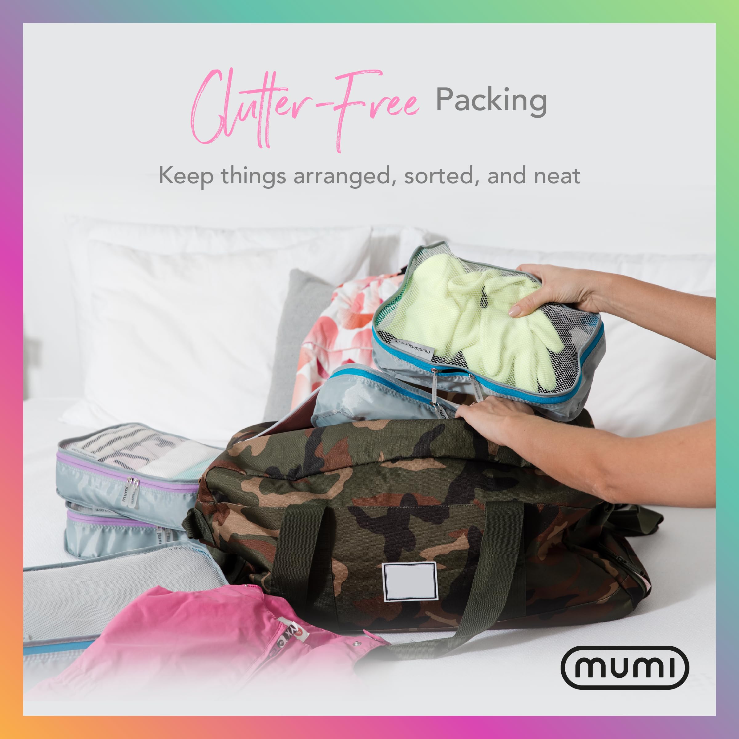 Mumi Packing Cubes - 6-Piece Travel Organizer Set for Luggage & Suitcases | Lightweight & Durable Compression Bags | Perfect for Business Trips, Vacations & Weekend Getaways