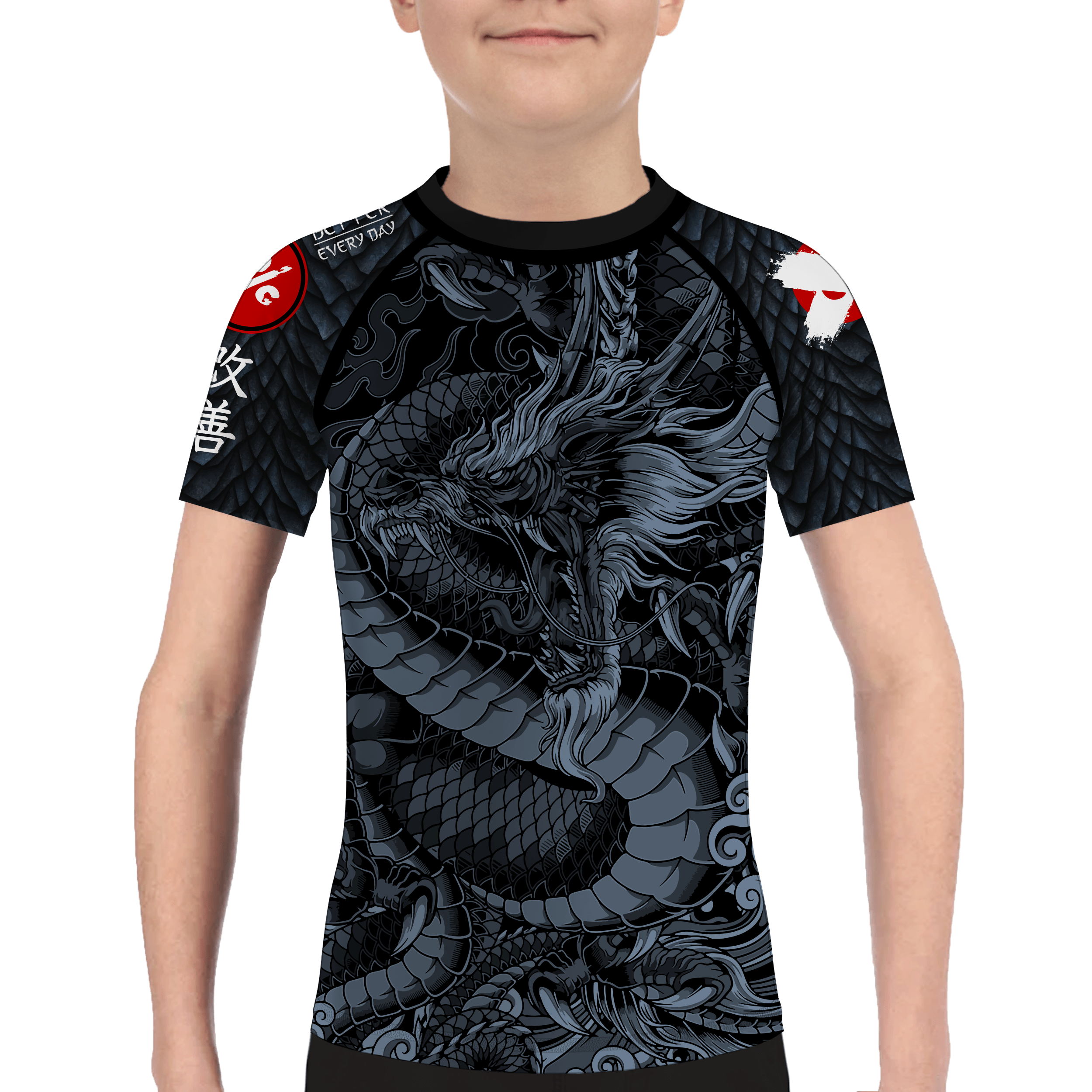 Heilong Dragon Kids BJJ Rash Guard - Long Sleeve Compression Shirt for Brazilian Jiu-Jitsu Training - Perfect for MMA, Grappling & Martial Arts Practice
