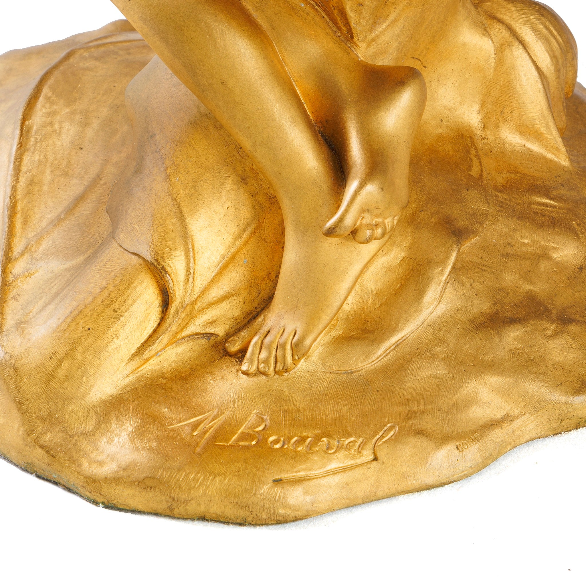 Maurice Bouval Femme aux Nénuphars Art Nouveau Figural Sculpture with LED Lighting - Elegant Home Decor for Living Room, Bedroom, or Office