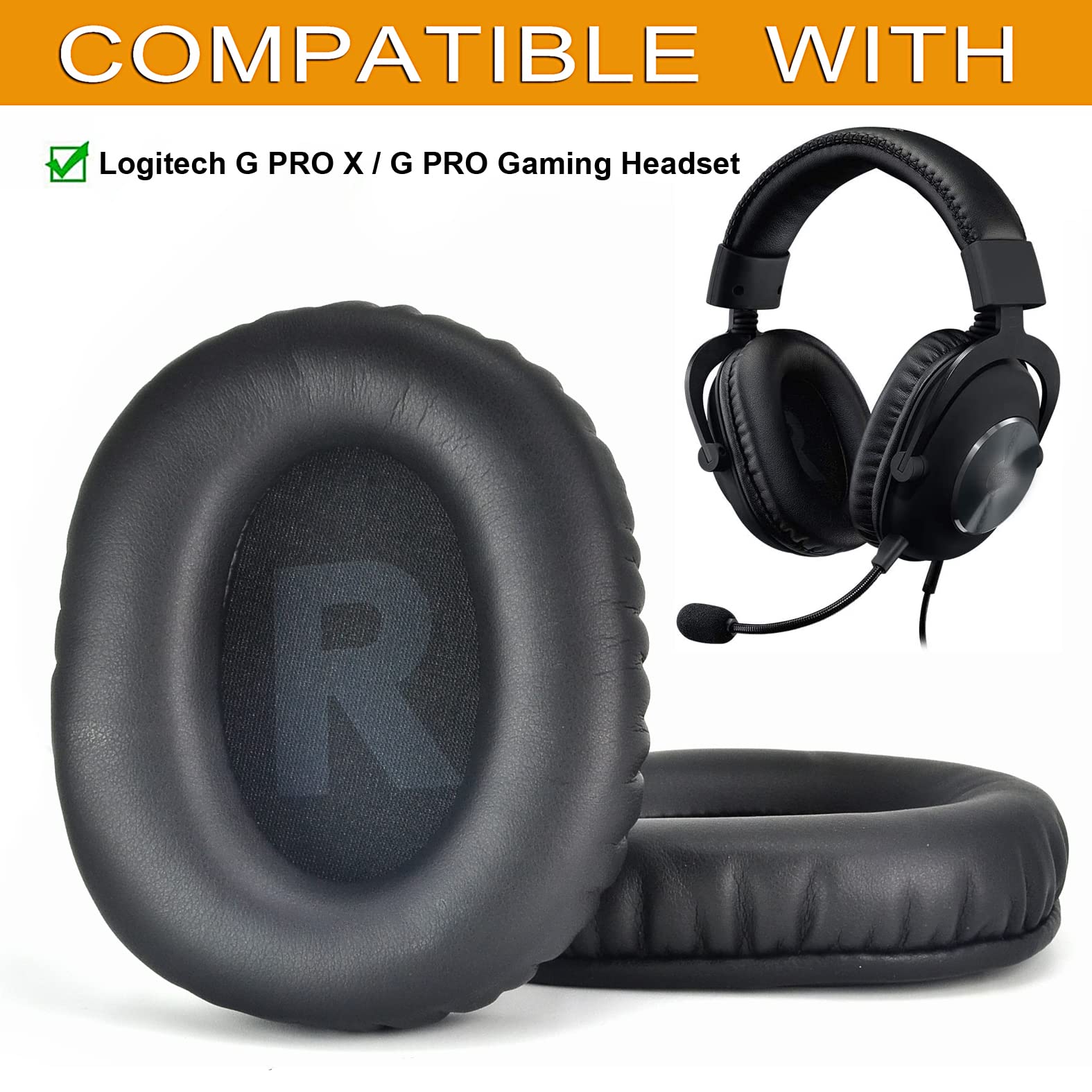 Defean Replacement Ear Pads for Logitech G PRO X & G PRO Gaming Headset - High-Density Noise Cancelling Foam Cushions (Protein PU Leather) - Perfect for Gaming, Streaming & Office Use