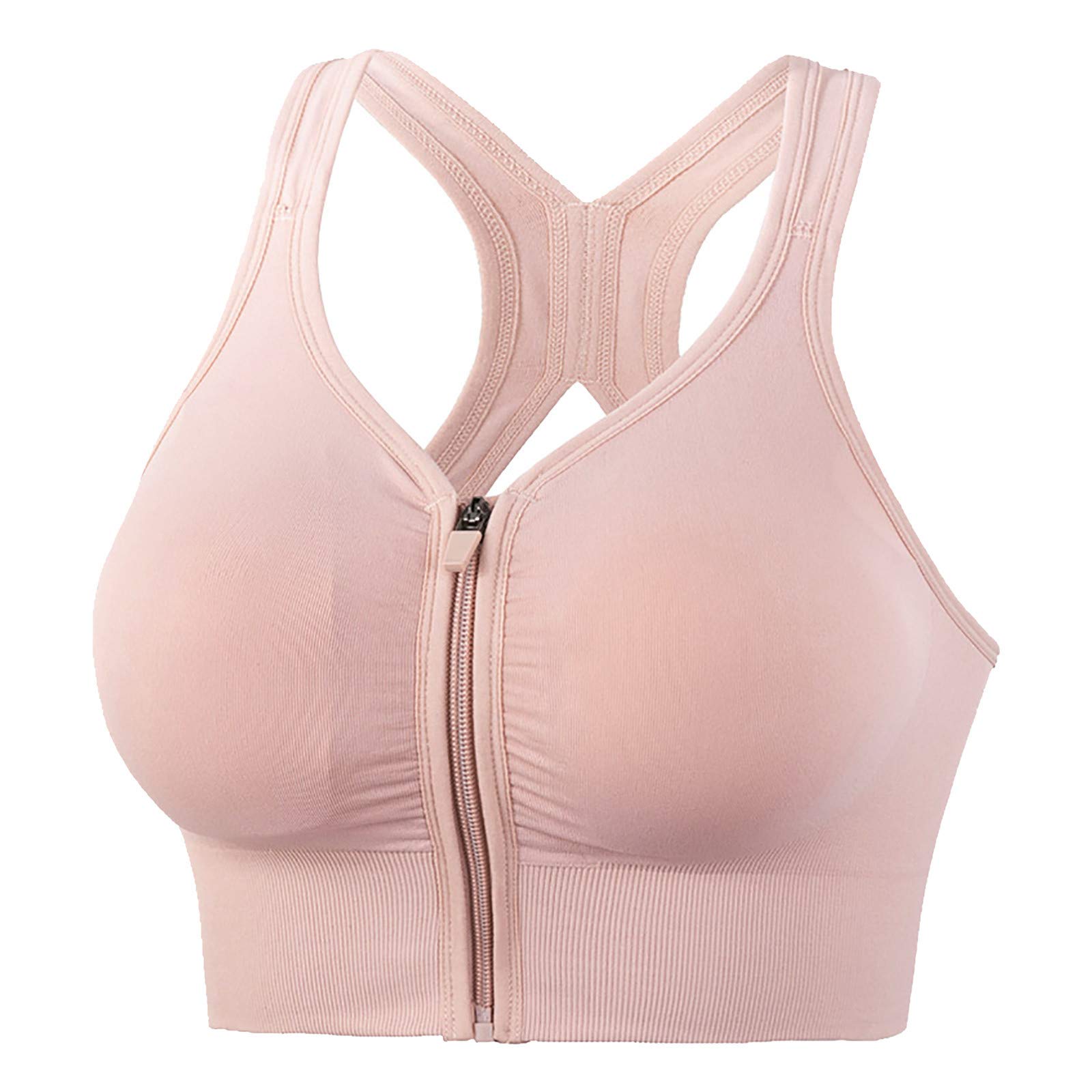Exte Women's Yoga Sports Bra - Sexy Zipper Front Activewear for Yoga, Gym & Running - Seamless Racerback Bralette for Fitness & Fashion