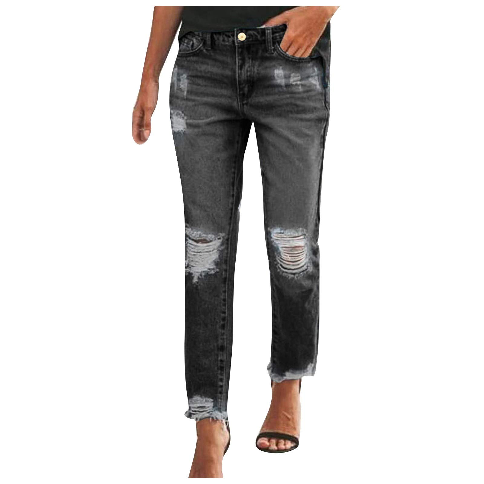 Fankle Women's Ripped Boyfriend Jeans - Distressed Skinny Stretch Denim with Holes | Casual Chic Outfit for Streetwear & Everyday Wear
