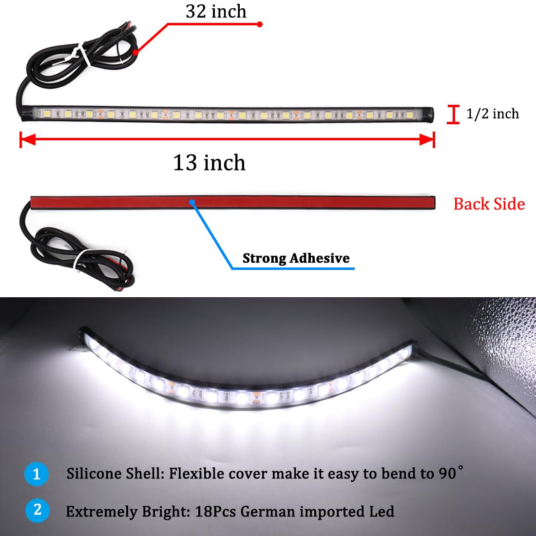 Waterproof LED Boat Lights for Night Fishing - Adhesive Mount Deck & Interior Lights, Marine Flood and Spreader Lights for Pontoon, Bass Boats, Kayaks (White) | Perfect for Night Cruising, Fishing & Water Safety