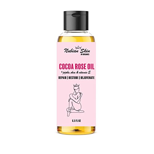 Herganics Vitamin E Body Oil for Women - Cocoa Butter & Rose Moisturizer for Dry Skin | Hydrating & Nourishing for Daily Skincare & Massage