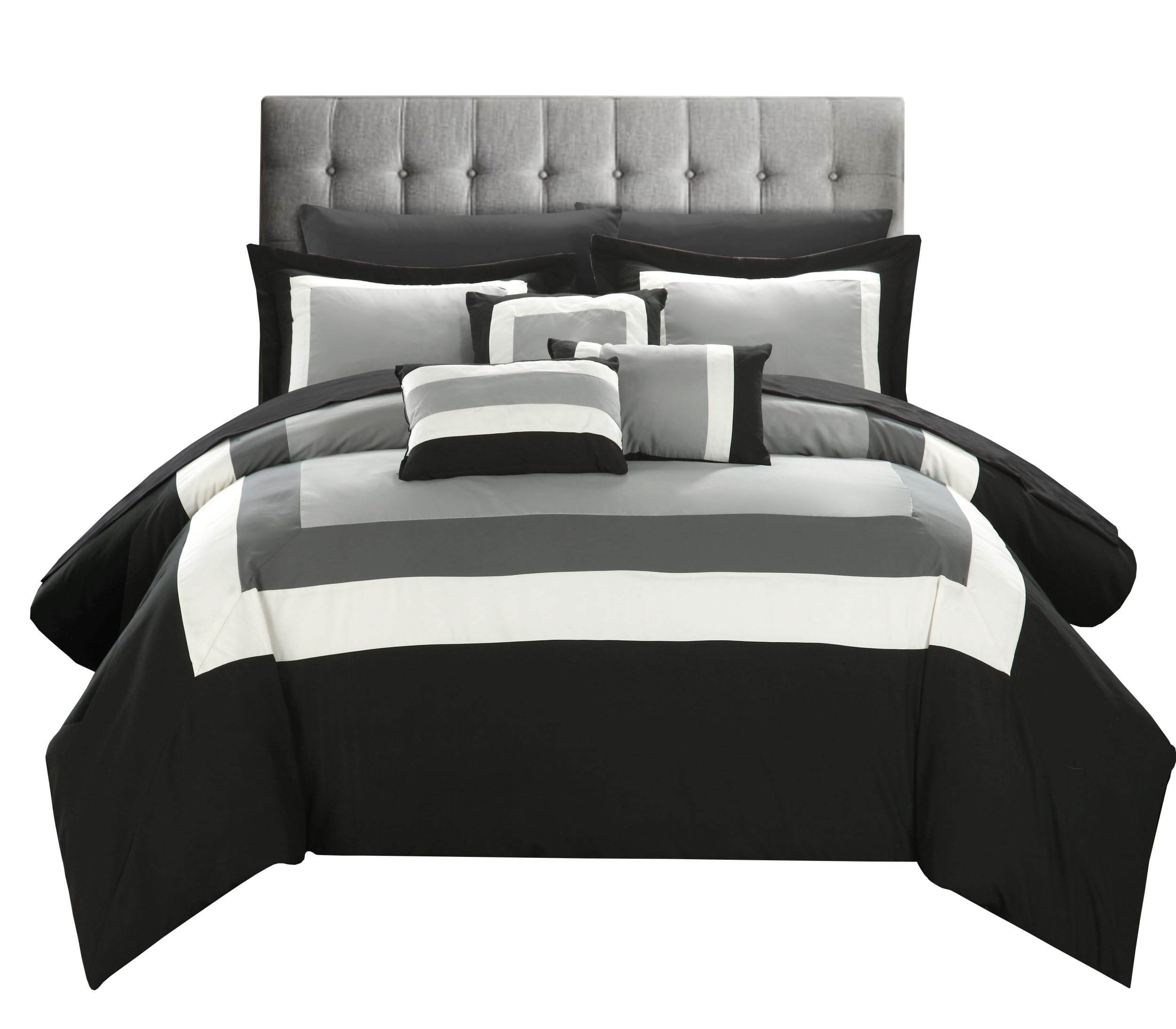 Chic King Comforter Set 10-Piece - Black Bedding for Luxurious Sleep