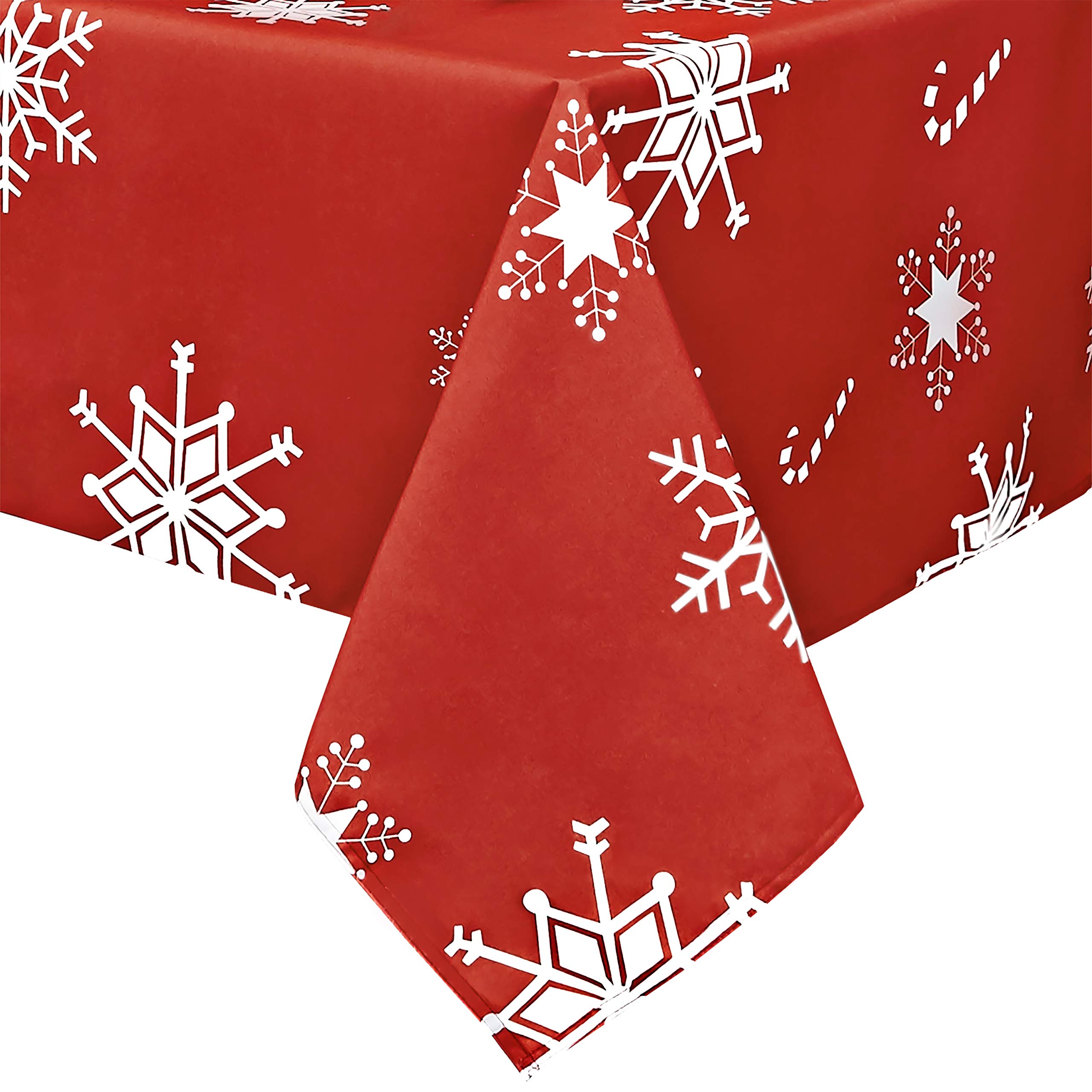 Waterproof Rectangle Christmas Tablecloth - Decorative Holiday Fabric Table Cover for Indoor & Outdoor Dining, Parties, and Festive Gatherings