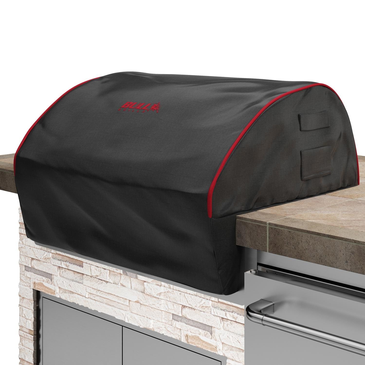 Bull Grills 46 Diablo Head Premium Grill Cover - Heavy Duty, Weatherproof, Black with Red Piping & Embroidered Logo - Perfect for Outdoor BBQ, Patio, and Backyard Protection