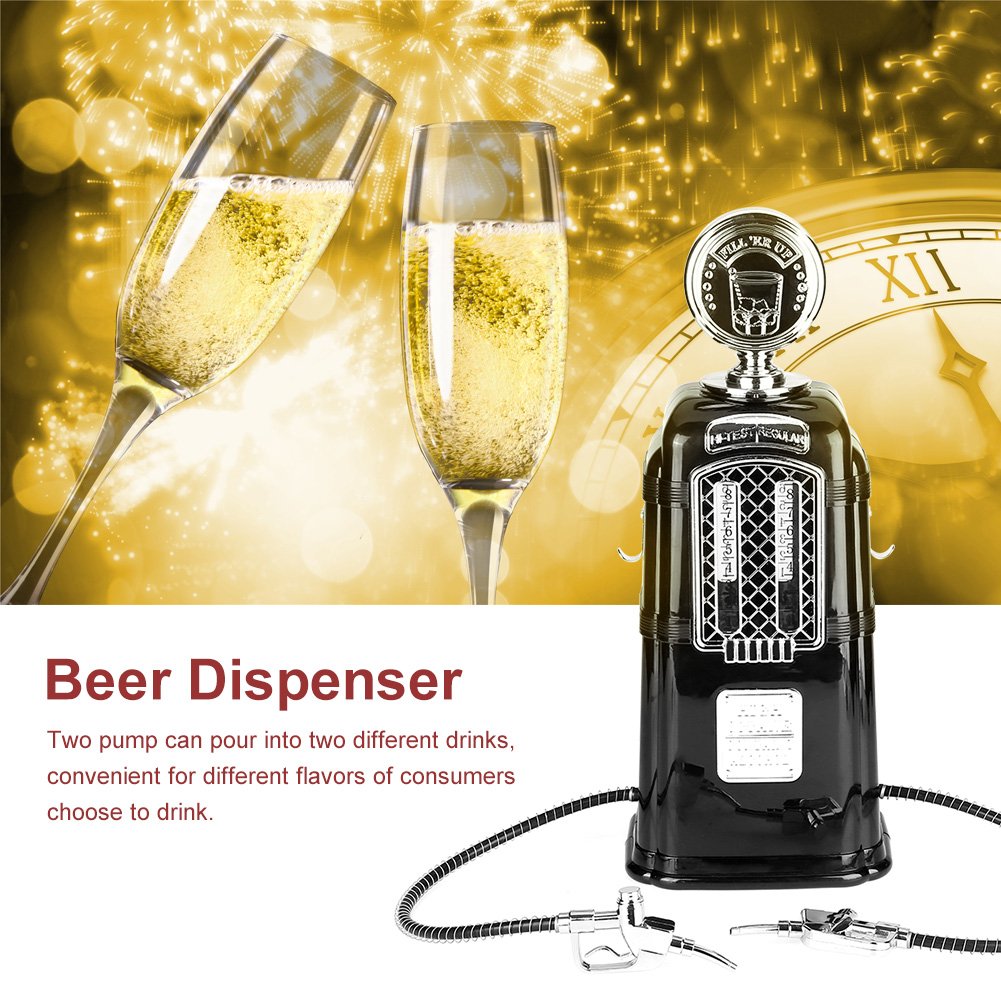 1000cc Double Barrel Liquor Pump - Beer & Beverage Dispenser for Gas Station, Bar, Party - Alcohol & Soft Drink Dispensing Machine - Black (Perfect for Home Bars, Restaurants, and Events)