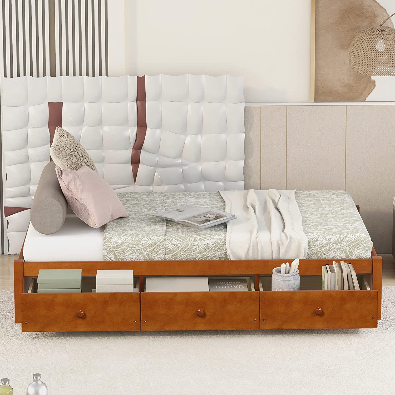 Harper & Bright Designs Twin Storage Bed with 3 Drawers - Wood Platform Bed Frame for Kids, No Box Spring Needed with Wood Slat Support - Oak Finish - Perfect for Small Bedrooms, Guest Rooms & Kids' Rooms