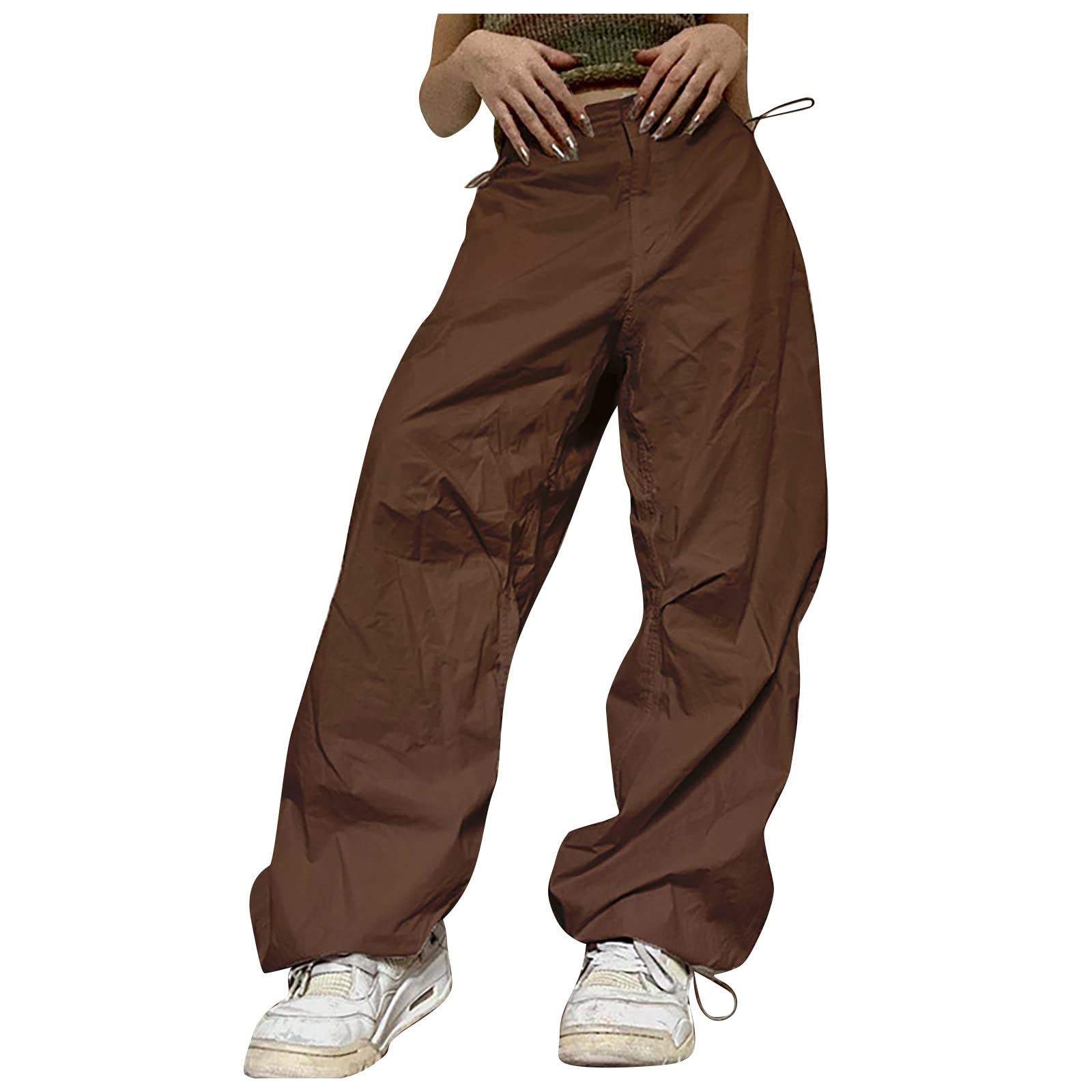 Zydvens Women's Baggy Cargo Pants - Drawstring Low Waist Casual Loose Trousers with Pockets | Streetwear Fashion for Everyday Wear, Outdoor Activities & Urban Style