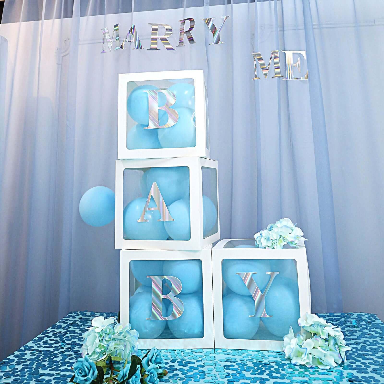 Efavormart 2-Pack Clear Balloon Gift Boxes with White Edges - DIY Party Decor for Baby Showers, Christmas, Birthdays & Weddings | Perfect for Table Centerpieces, Gift Wrapping & Photo Backdrops