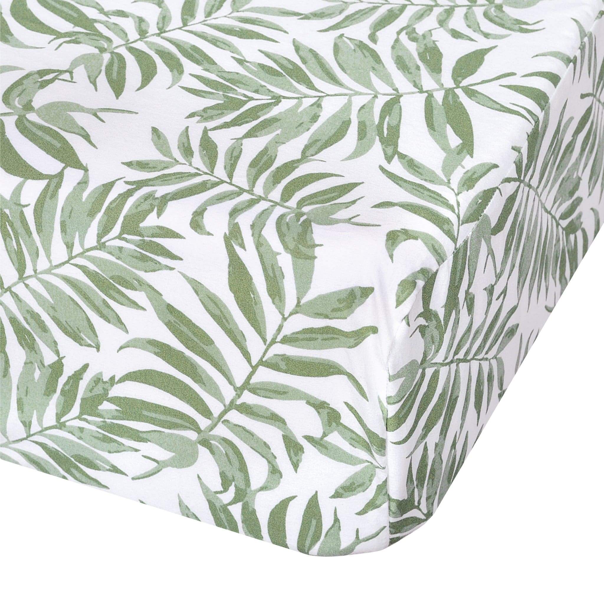 Soft Breathable Crib Flat Sheet - 100% Cotton Tropical Green Baby Bedding for Nursery & Toddler Sleep - Perfect for Cribs, Bassinets, and Daycare Use