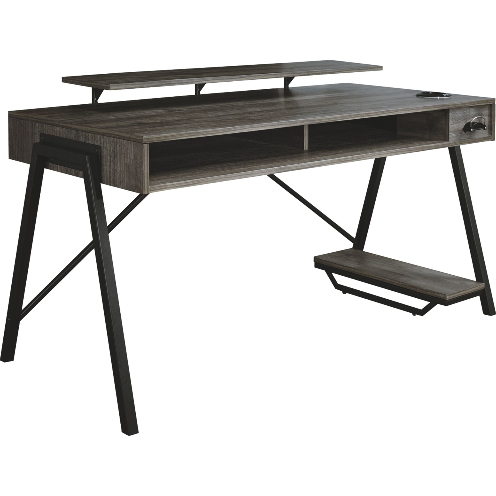 Barolli Gaming Desk - Gunmetal Finish, Ergonomic Design for PC & Console Gamers - Perfect for Home Office & Streaming Setup