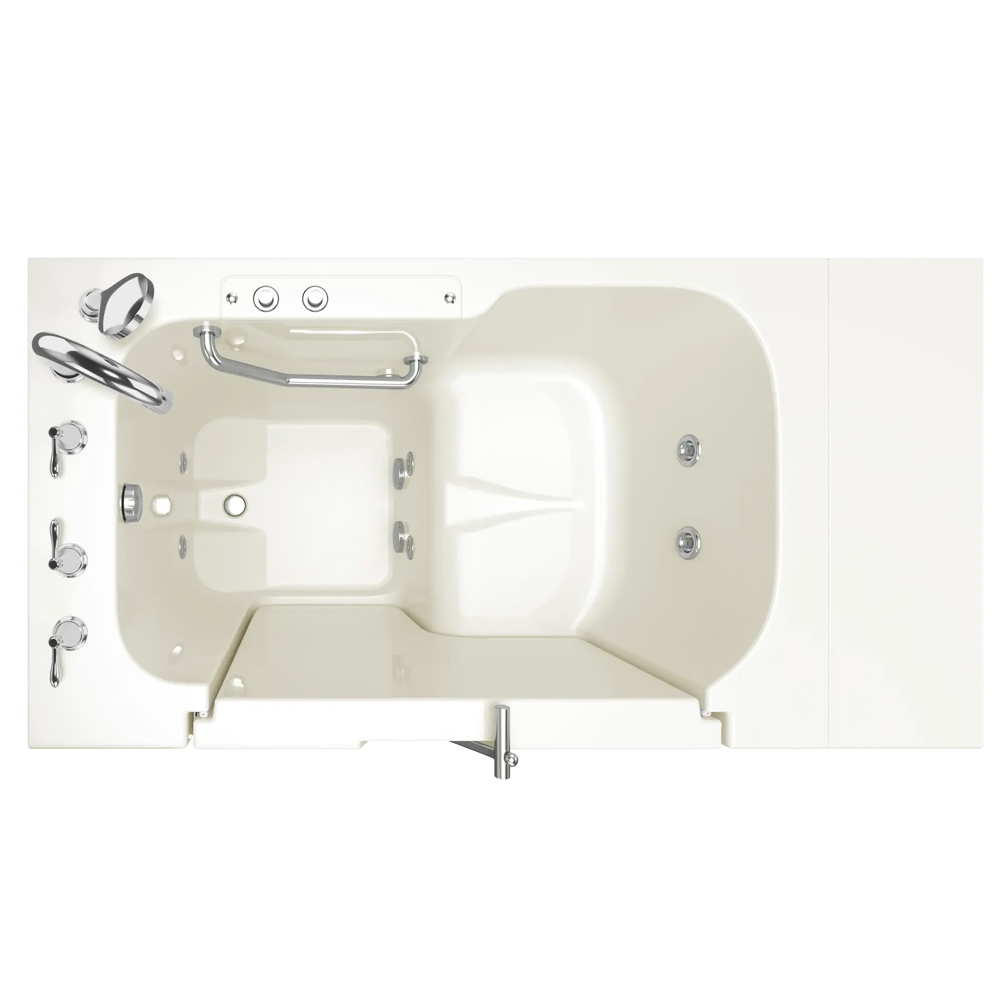 32 x 52 Inch Gelcoat Walk-in Bathtub with Whirlpool System - Left Hand Drain & Faucet - Ideal for Elderly & Mobility Impaired Users - Non-Slip Safety Bathing Solution for Home Accessibility