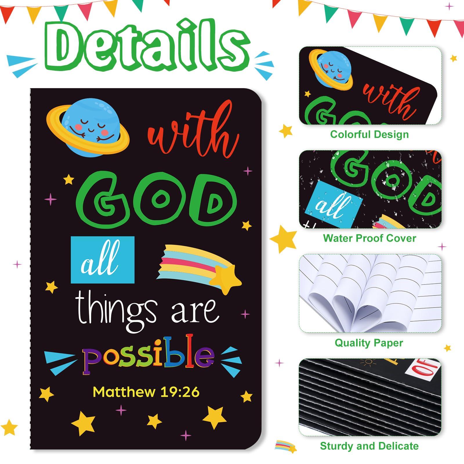 Faccito 24 Pcs Christian Inspirational Mini Notepads - Bible Verse Notebook, Small Scripture Journal, Religious Motivational Pocket Notepads - Bulk Pack for Easter, Home, Church & Sunday School Gifts - Perfect for Daily Devotion, Prayer Journaling & Bible Study Notes