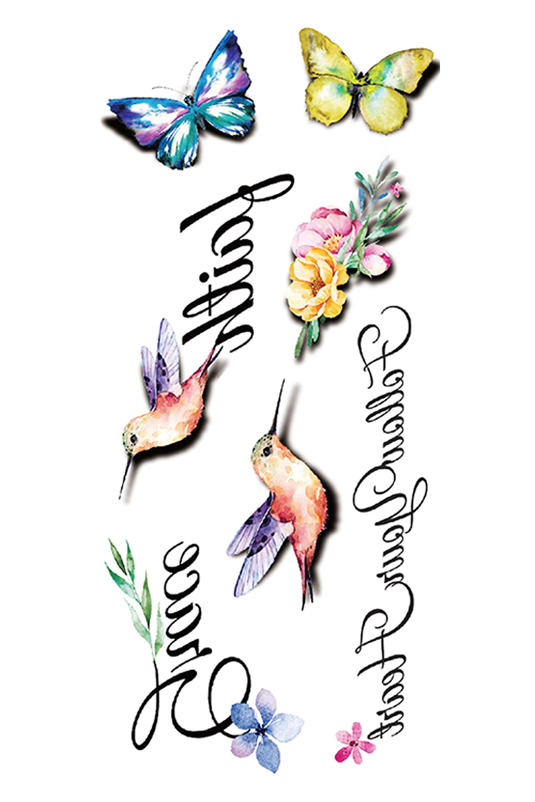 Waterproof Temporary Tattoo Stickers for Men & Women - 3D Realistic Flowers, Butterflies, Stars, Angels, Wolves & Armband Designs (50 Pack, 19x9cm) - Perfect for Parties, Halloween, Cosplay & Body Art