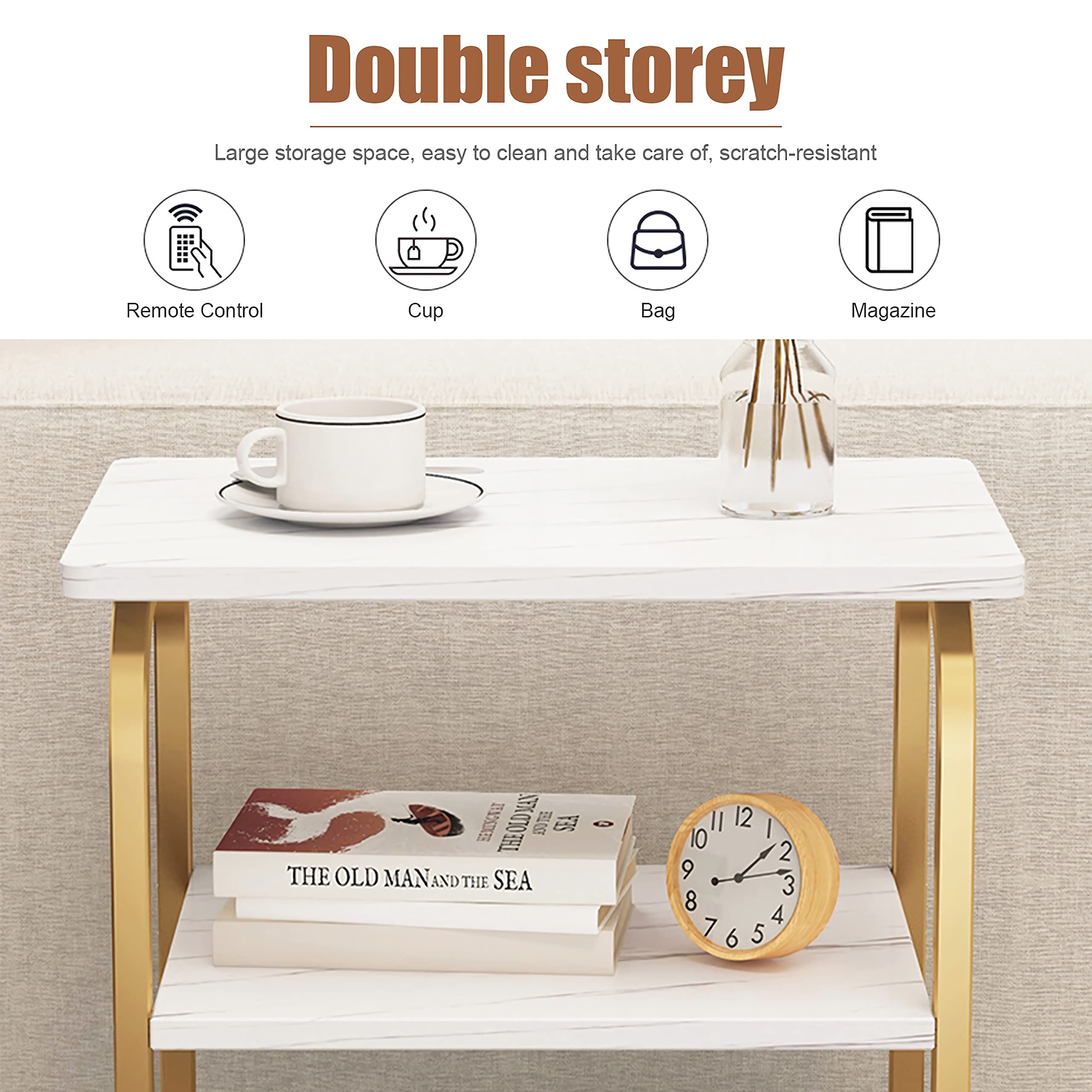 Bueuwe 3-Tier Nightstand with Storage Shelf - Rustic Metal End Table for Bedroom, Living Room & Office - Easy Assembly Steel Frame Side Table - Perfect for Small Spaces, Entryway Decor & Tea Table Use