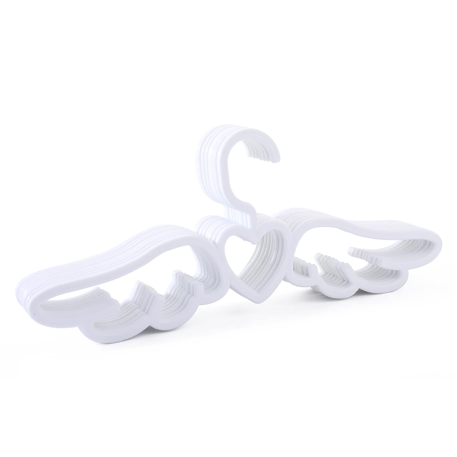 Heart-Shaped Plastic Clothes Hangers - 10 Pack Space Saving Hangers for Shirts, Suits & Coats - Cute White Hangers for Closet & Outdoor Clothes Drying - Perfect for Home, Dorm & Laundry Room Organization