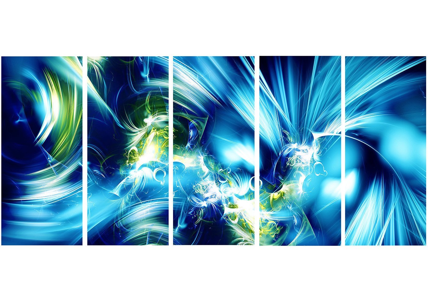 Designart Green and Blue Shine Metal Wall Art - 5 Panel Modern Abstract Decor - 60