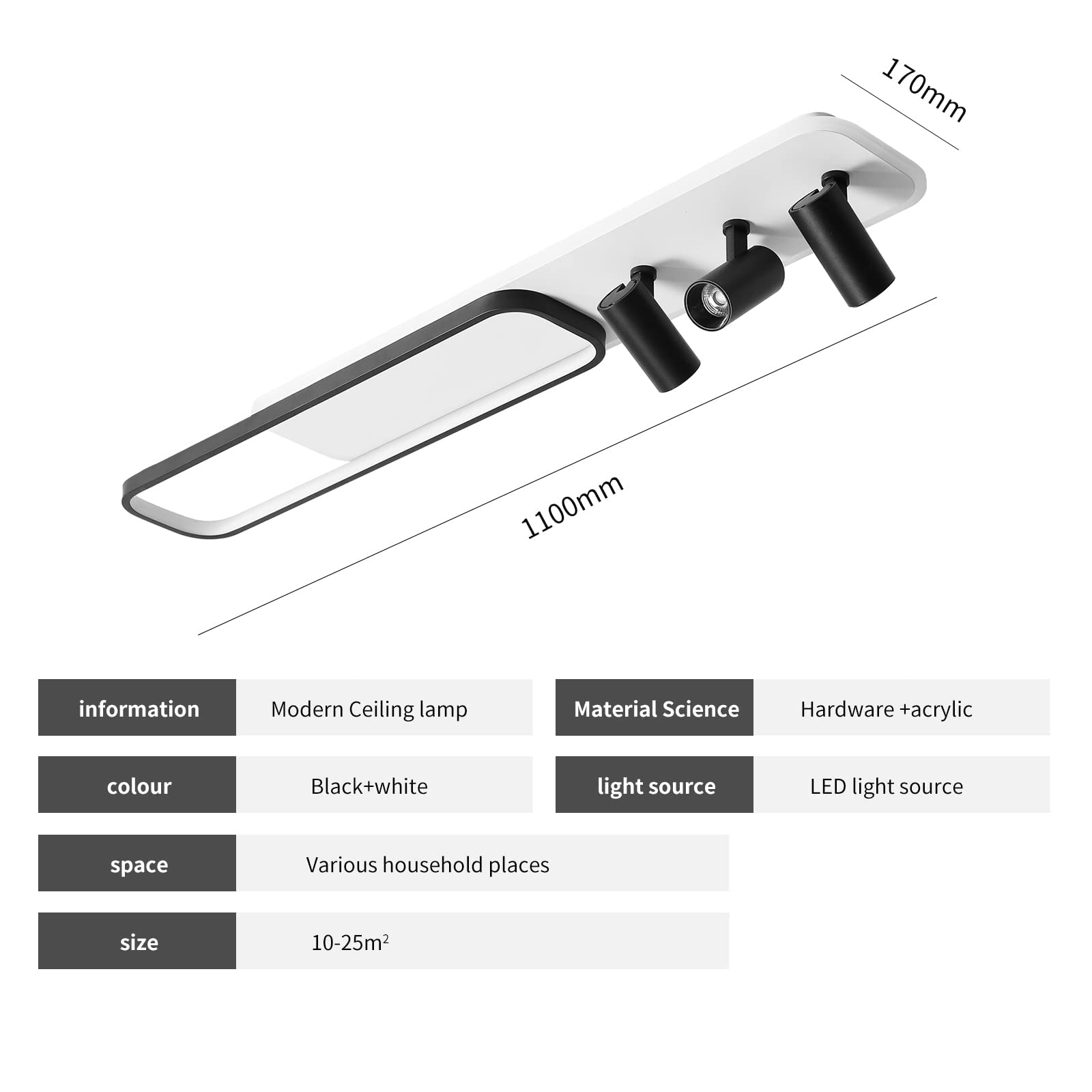 Modern Adjustable Dimmable Ceiling Light with 3 Reflectors - Energy Efficient LED Lighting for Living Room, Bedroom, Kitchen & Dining Room - Perfect for Home Decor and Ambient Lighting