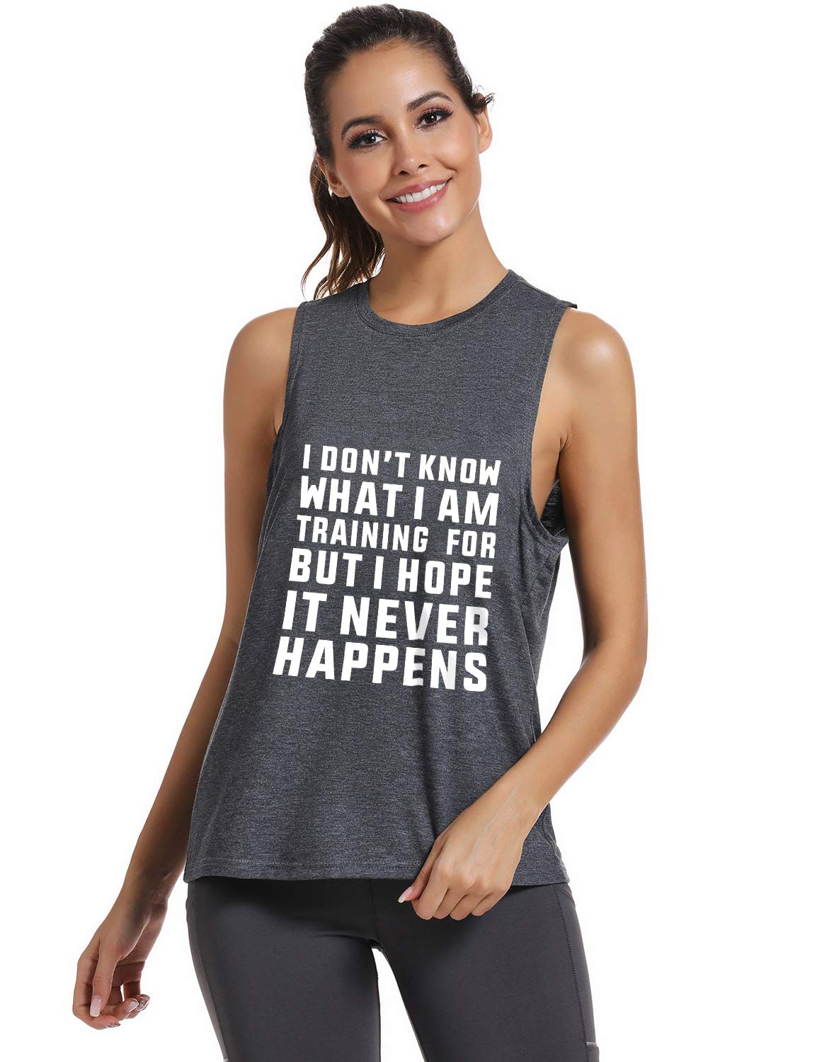 FANNOO Women's Workout Muscle Tank Tops - Funny Saying Sleeveless Gym Shirts for Fitness & Training | Perfect for Yoga, Running & Weightlifting