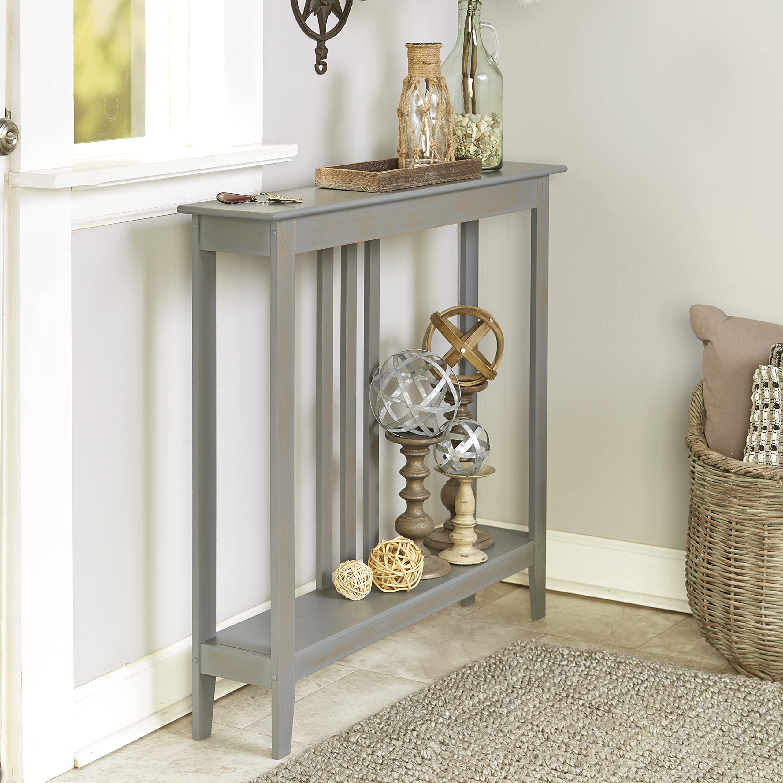Space Saving Gray Accent Tables - Slim Modern Design for Small Living Rooms, Bedrooms & Apartments - Lakeside Collection