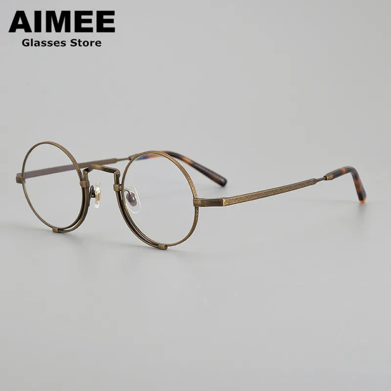 Aimee Unisex Full Rim Round Titanium Eyeglasses 5919 - Lightweight Durable Frame for Men & Women - Perfect for Reading, Work, and Everyday Wear