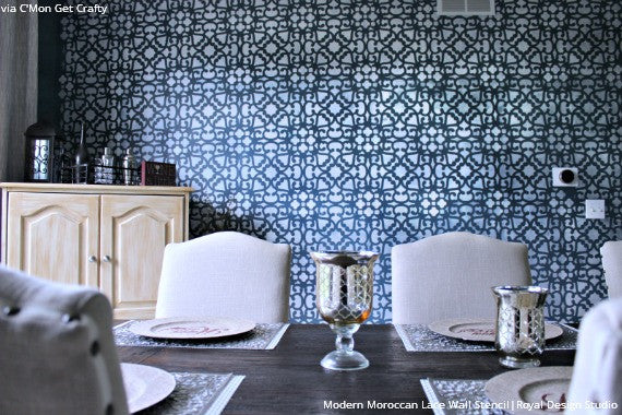 Modern Moroccan Lace Wall Stencil - Reusable DIY Painting Template for Home Decor, Nursery, Bedroom & Living Room Accent Walls
