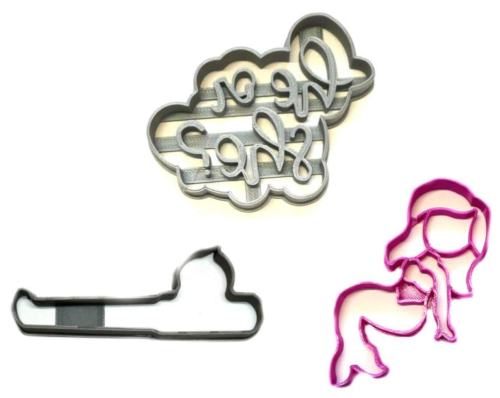 Fisherman or Mermaid Gender Reveal Baby Shower Cookie Cutter Set of 3 - Made in USA (PR1261) - Perfect for Baby Shower Decorations, Gender Reveal Parties & Baking Fun