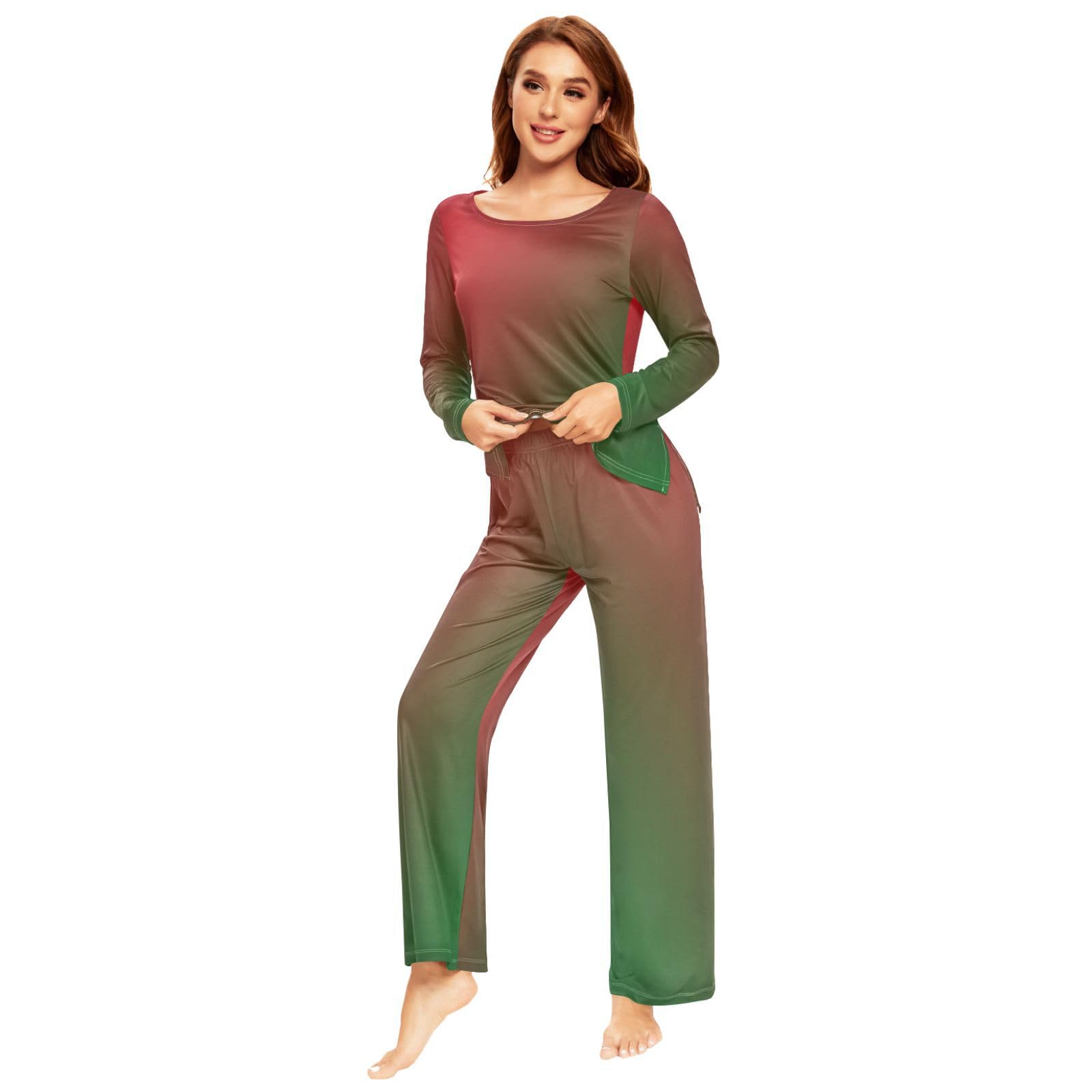 Women's Long Sleeve Blue Chocolate Pajama Set - Soft Sleepwear & Lounge Outfit for Comfortable Nights | Perfect for Relaxing at Home, Sleepovers & Cozy Evenings