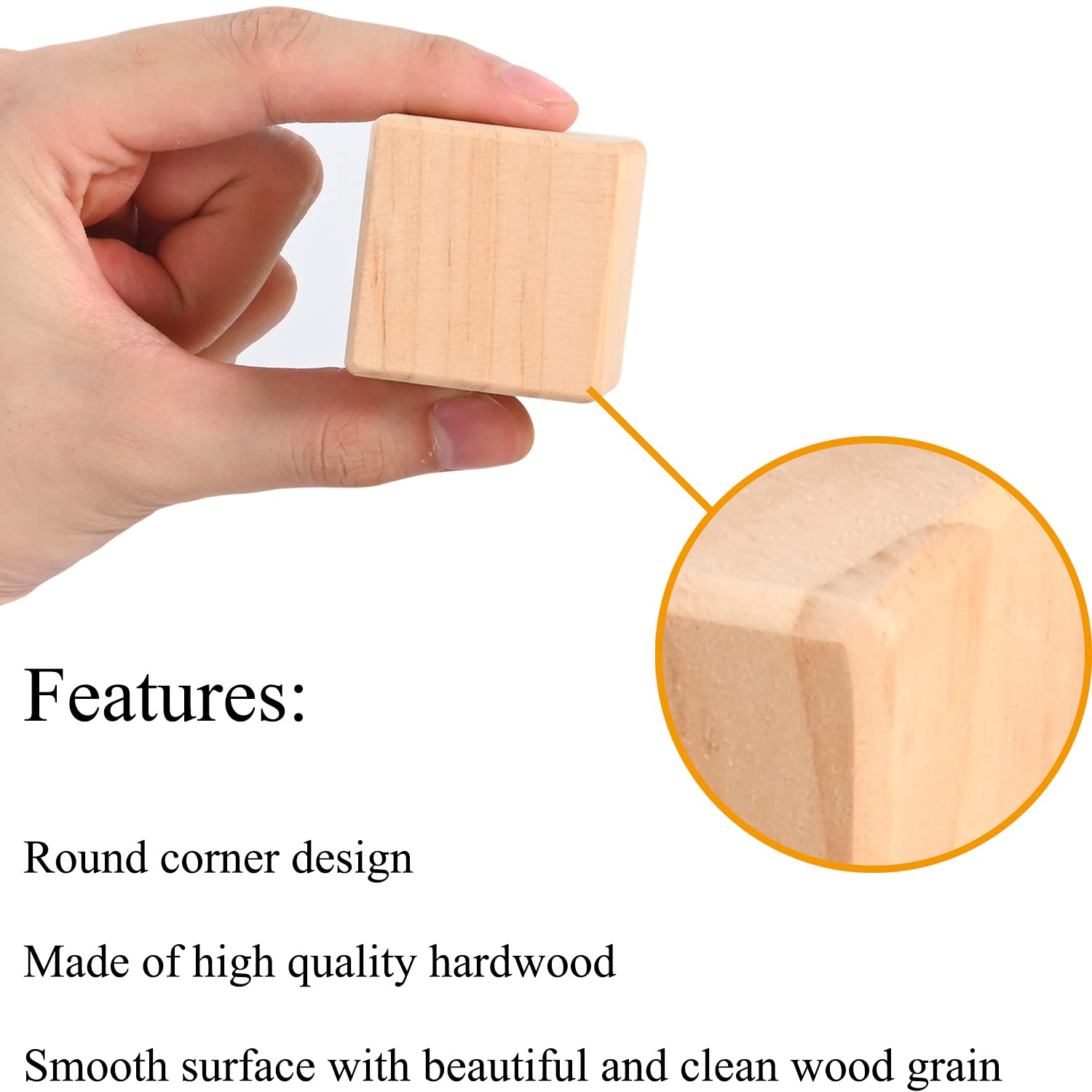 1.5 Inch Natural Wooden Cubes - 10PCS Unfinished Square Blocks with Rounded Corners for DIY Crafts, Alphabet Learning, Number Games & Puzzle Making - Perfect for Kids' Educational Toys, Home Decor & Woodworking Projects