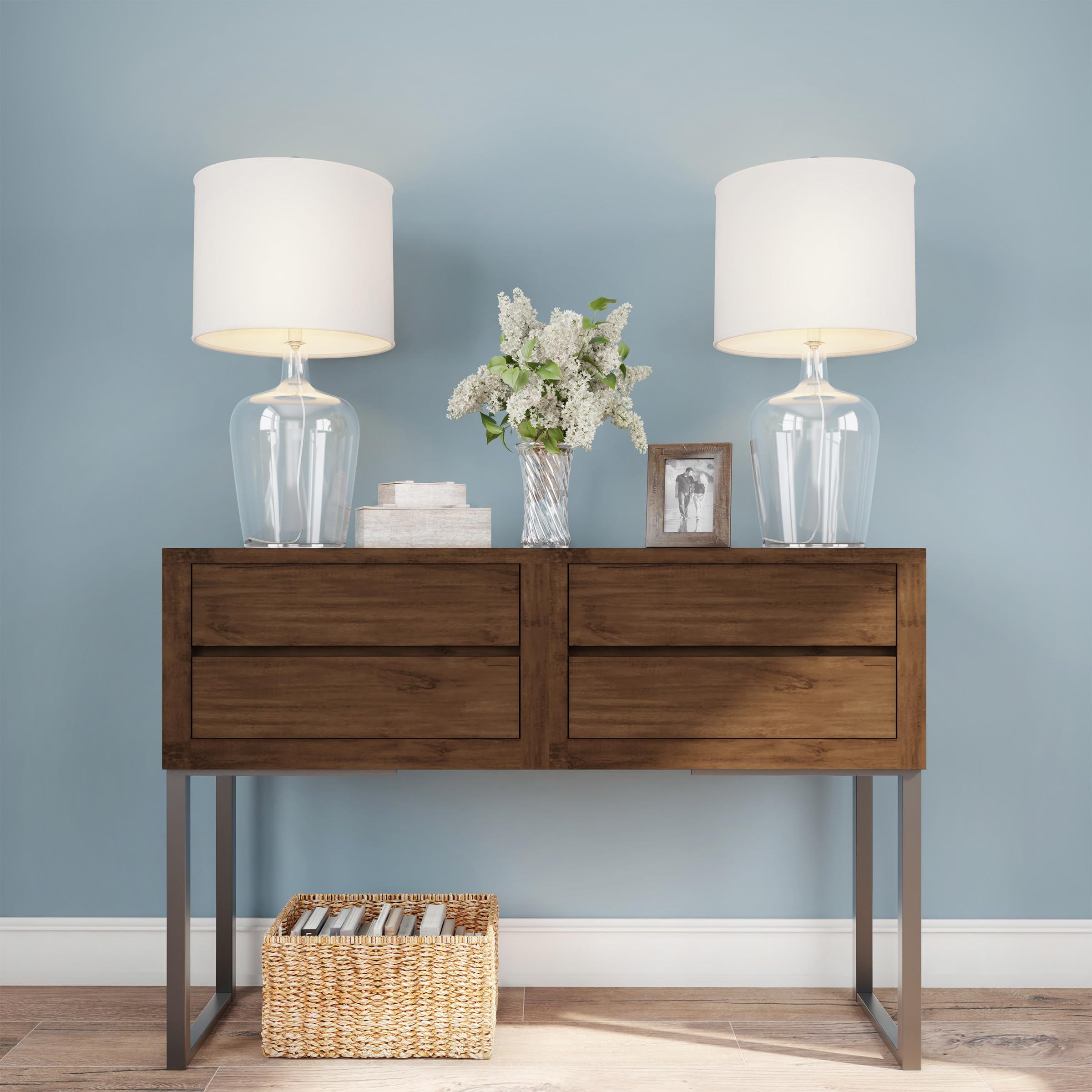 Lavish Home Glass Cloche Table Lamps Set of 2 - Modern Farmhouse LED Accent Lighting for Bedroom, Living Room & Office Decor - Perfect for Reading Nook, Nightstand or Entryway Ambiance