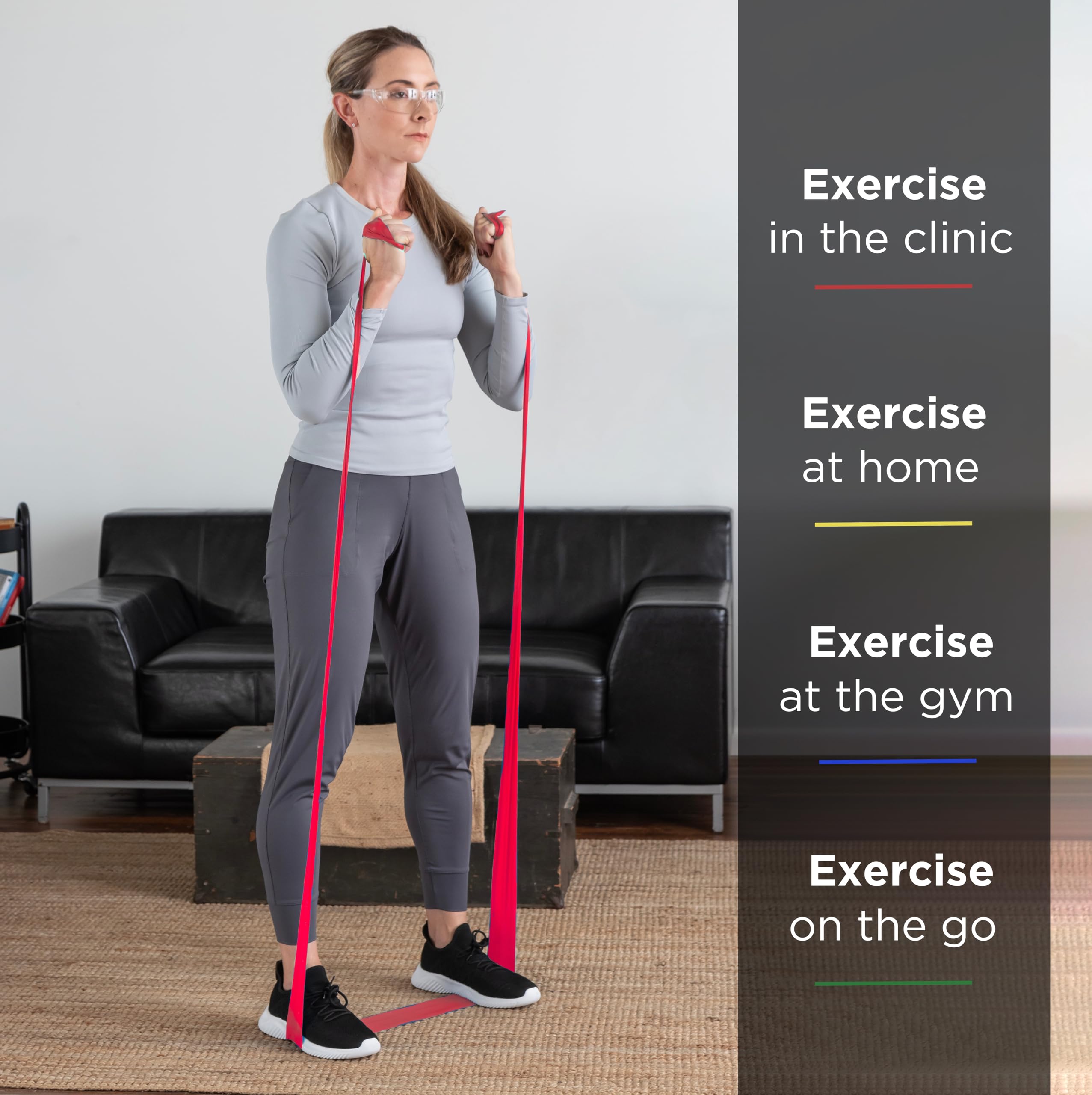 THERABAND Professional Latex Resistance Bands - Medium (Level 3) for Physical Therapy, Home Workouts & Gym Training - 5ft Red Latex Exercise Bands for Rehabilitation, Strength Training & Mobility Exercises - Perfect for Home, Office & Travel Fitness