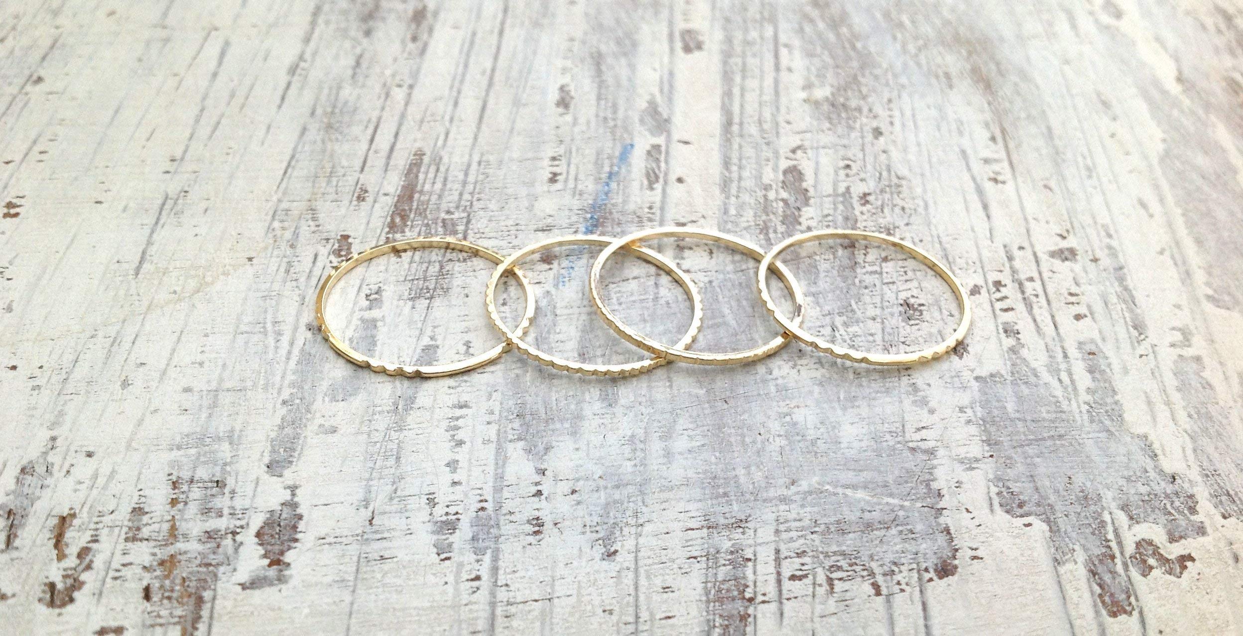 Dainty Thin Stacking Rings Set of 4 - Size 8 US - Delicate Tiny Rings for Women, Perfect for Layering, Everyday Wear & Special Occasions