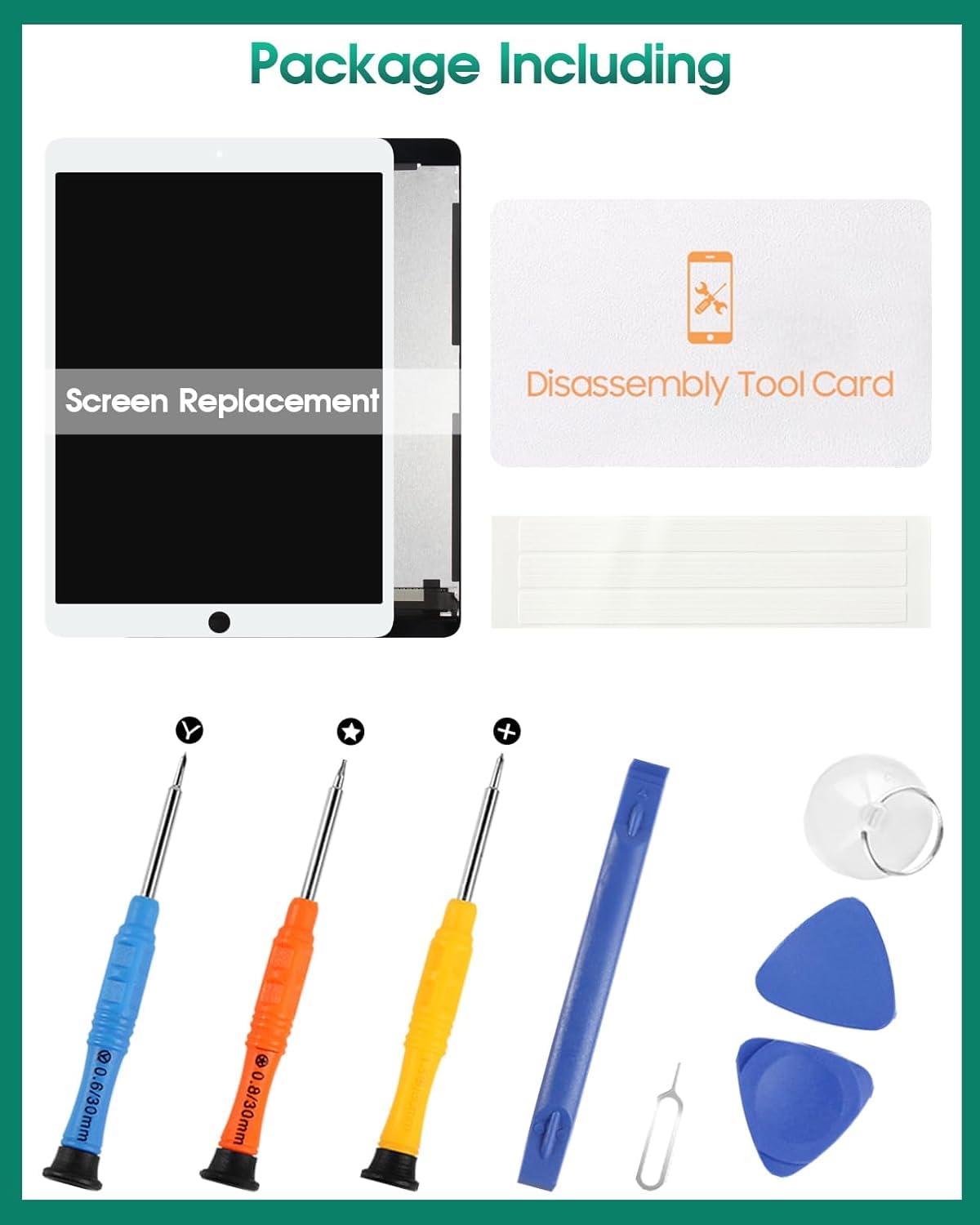 iPad Air 3 (2019) LCD Screen Replacement - A2152/A2123/A2154 Touch Digitizer Assembly with Repair Kit (White, No Home Button) | Perfect for DIY iPad Air 3rd Gen Screen Repair at Home or Office