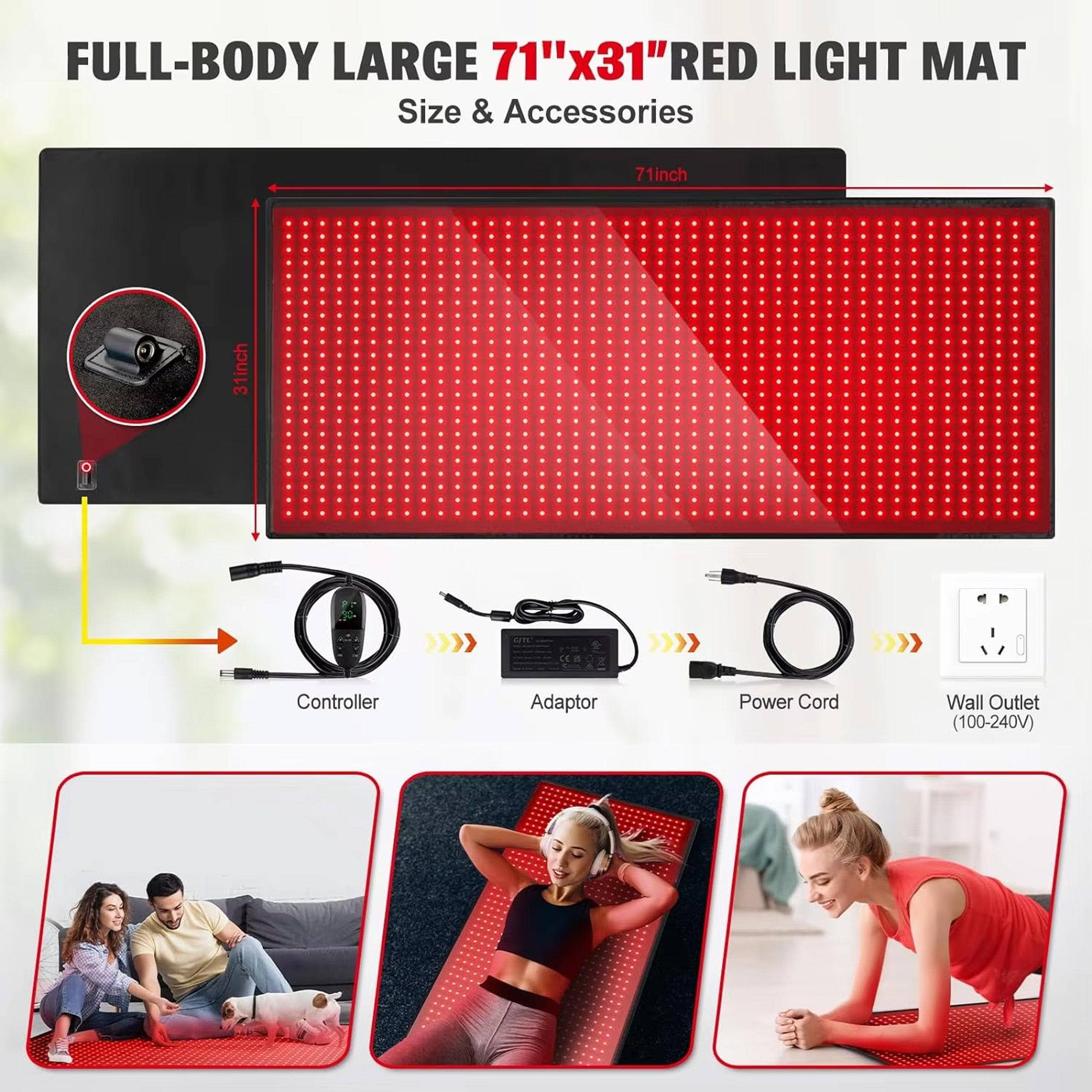 Best Red Light Therapy Mat for Pain Relief & Skin Rejuvenation - Full Body Infrared Heating Pad for Home Use, Muscle Recovery & Relaxation